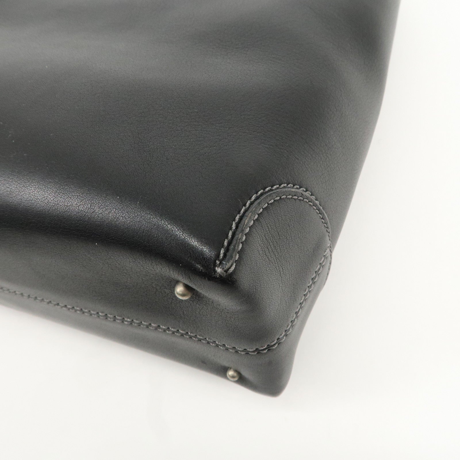 TOD'S Leather Tote Bag Shoulder Bag Hand Bag Black Used