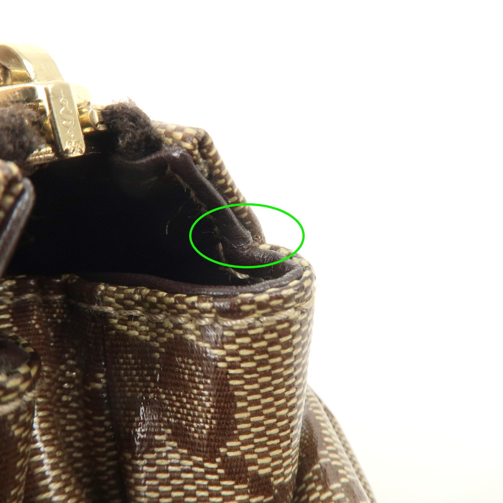 GUCCI Hysteria GG Crystal Leather Pouch Beige Brown 203632 Used