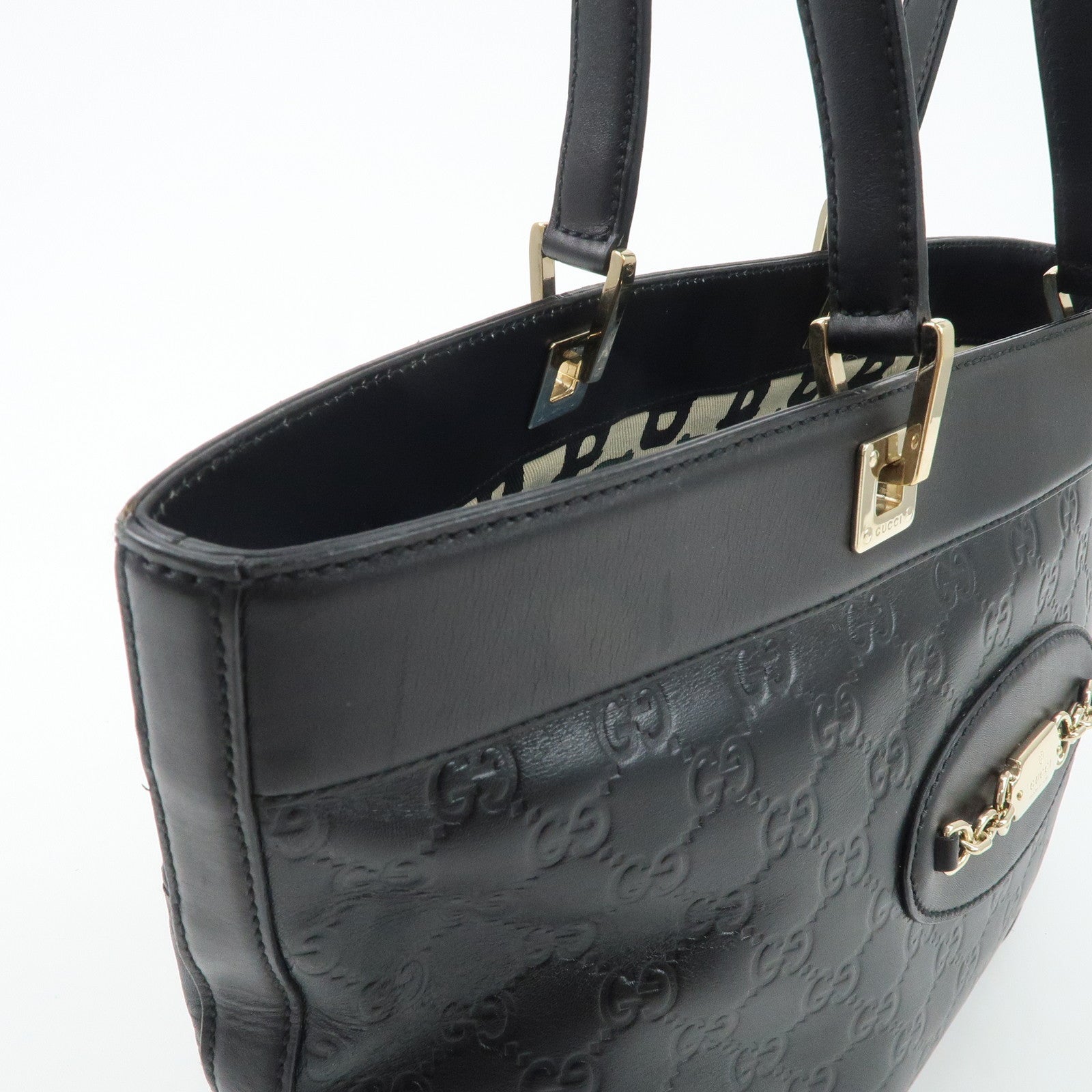 GUCCI Guccissima Leather Tote Bag Hand Bag Black 145993 Used