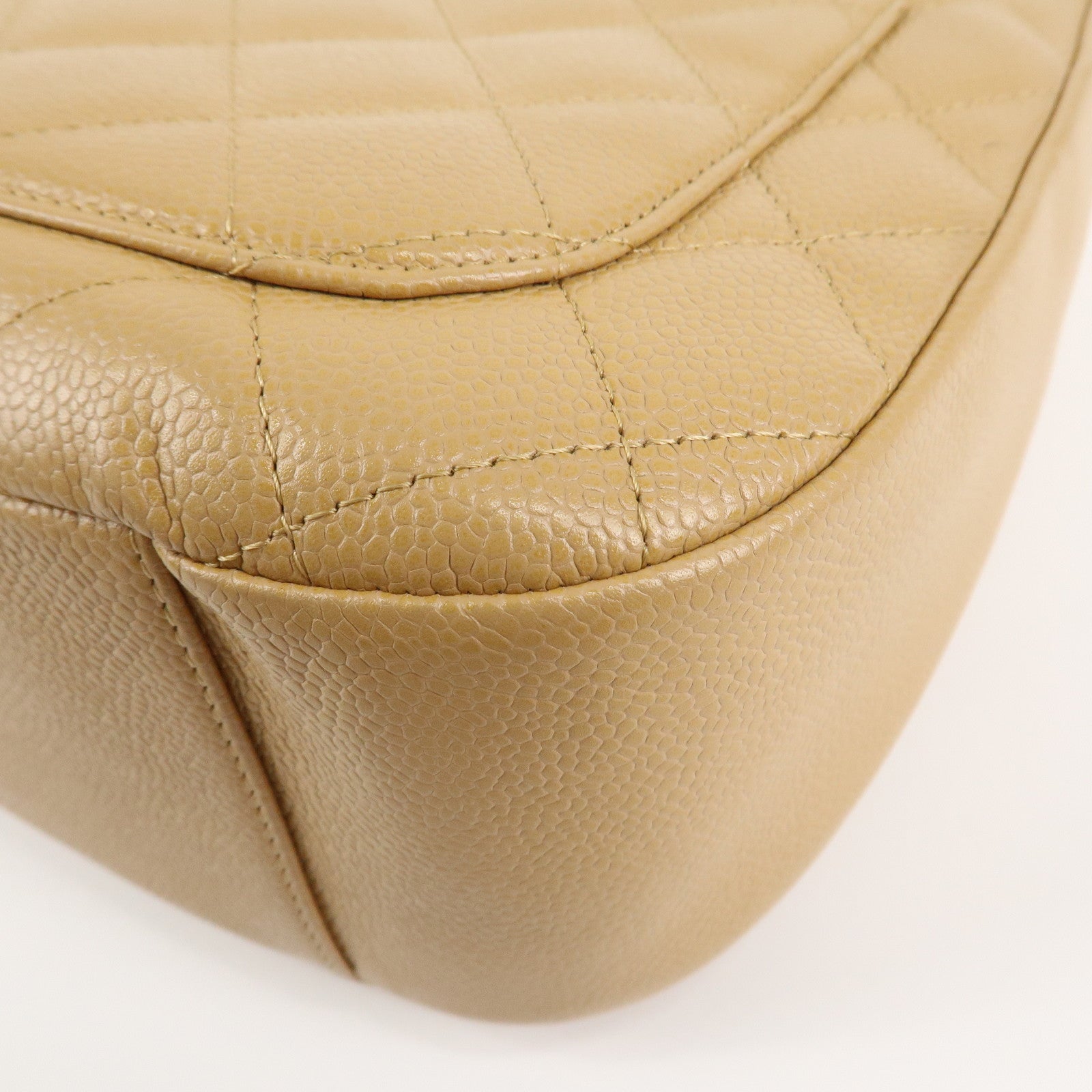 CHANEL COCO Mark Matelasse Shoulder Bag Caviar Skin Beige Used