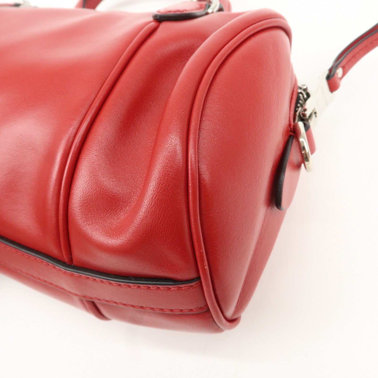 MIU MIU Logo Leather 2Way Shoulder Bag Hand Bag Red 5BH152 Used