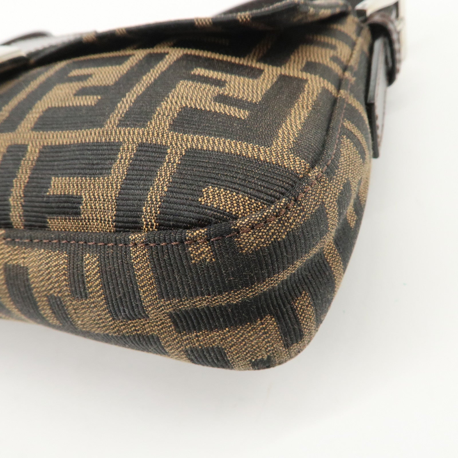 FENDI Mamma Baguette Zucca Canvas Leather Shoulder Bag 26424 Used