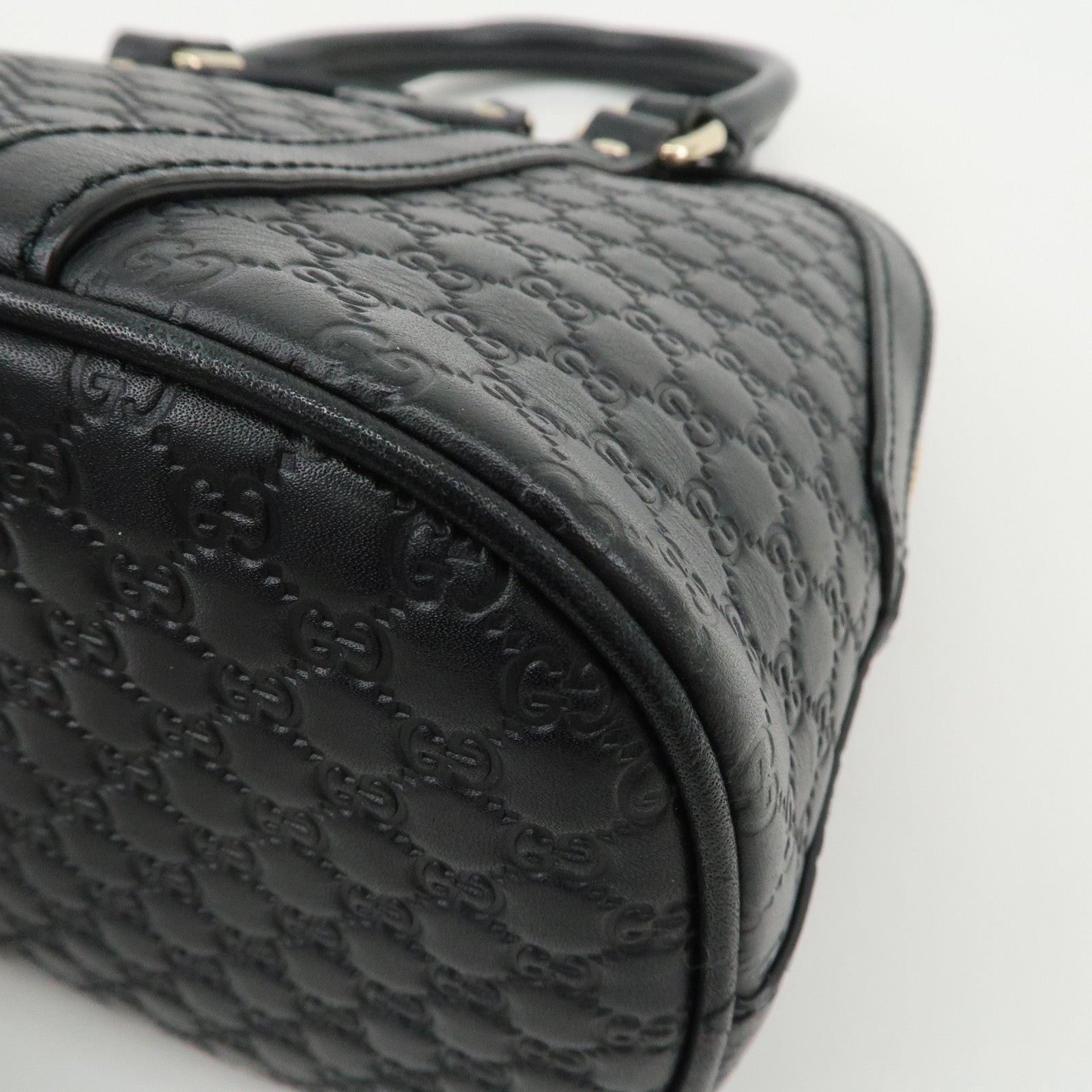 GUCCI Micro Guccissima Leather 2Way Shoulder Hand Bag Black 449654 Used