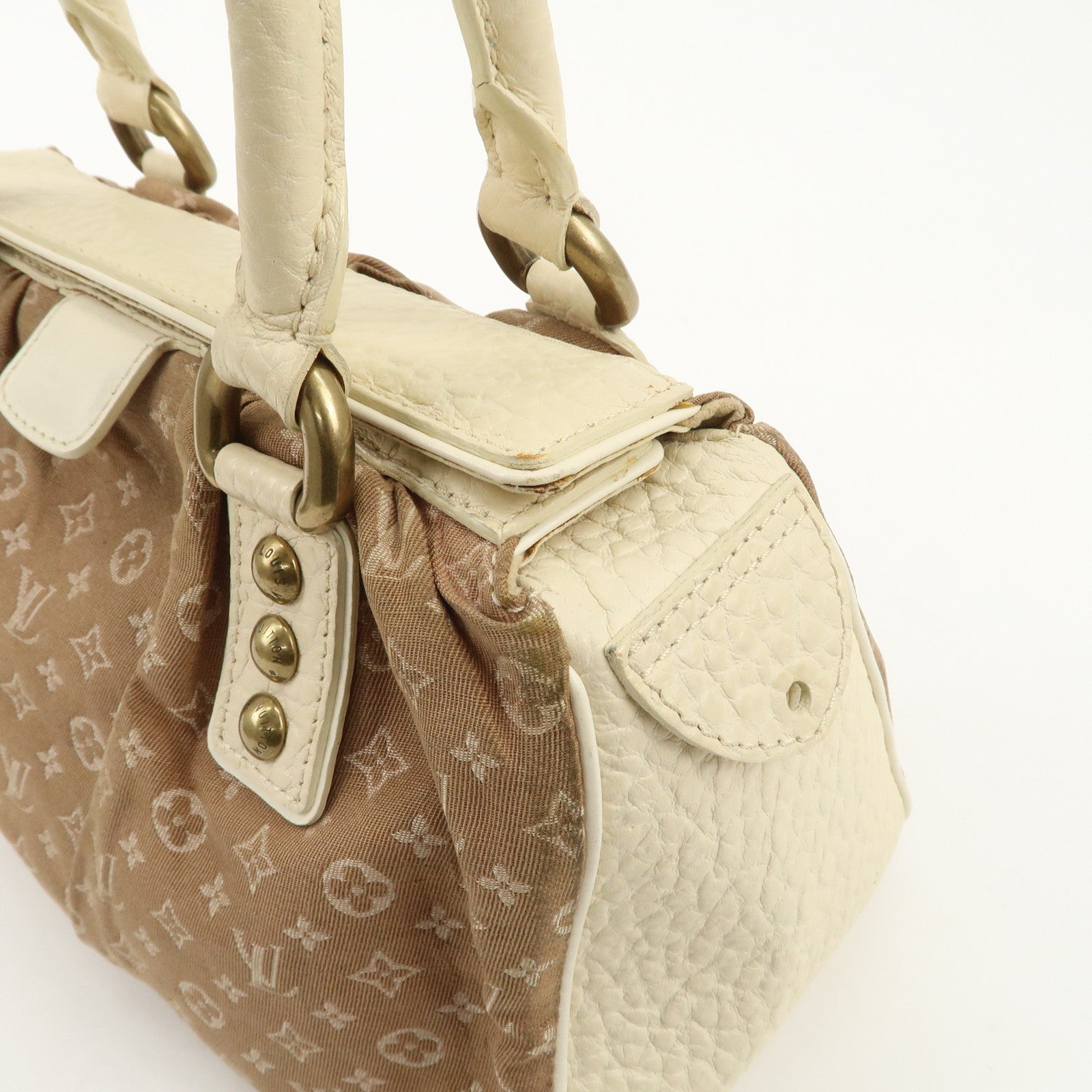 Louis Vuitton Monogram Mini Lin Trapeze PM Hand Bag Caramel M40059 Used