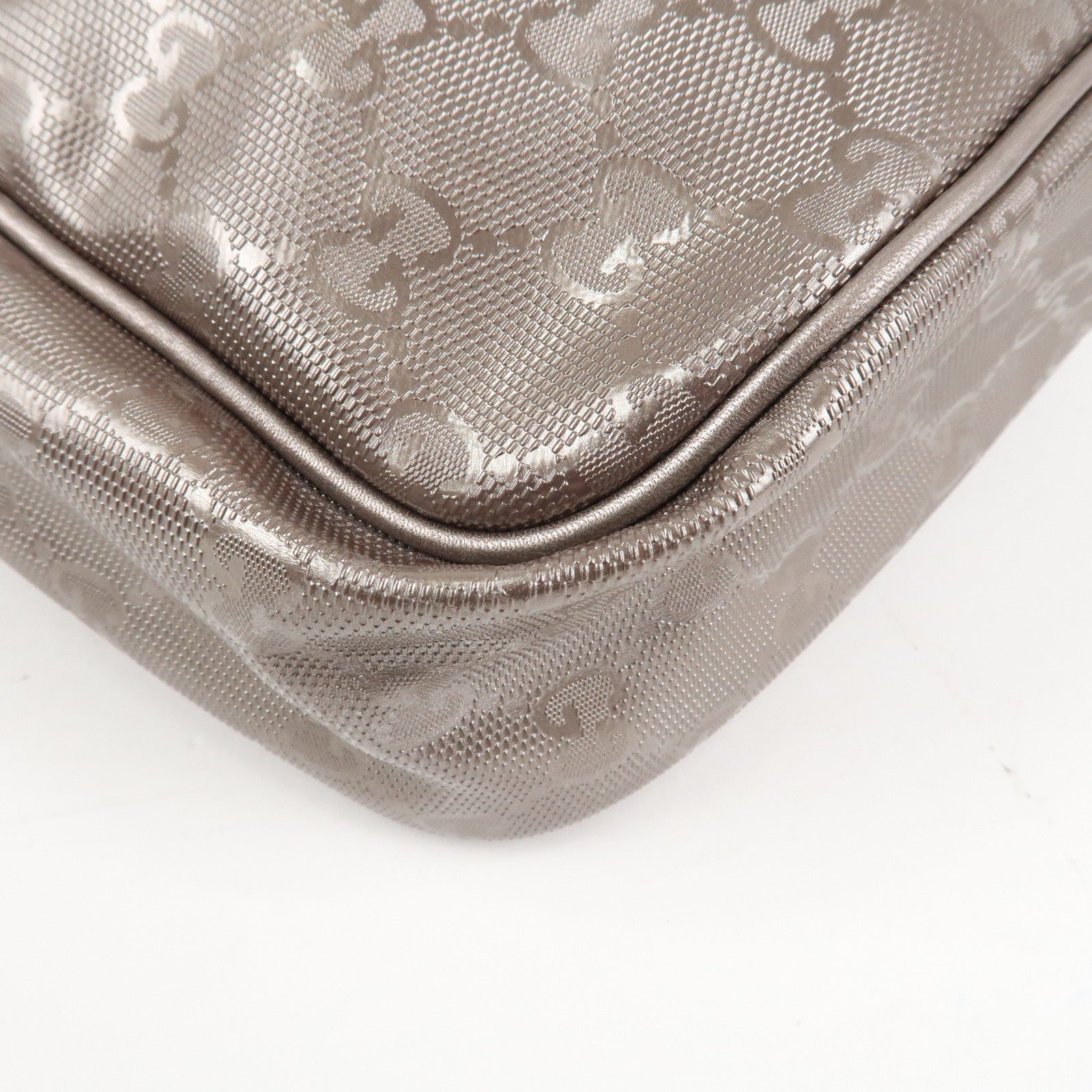 GUCCI GG Imprime PVC Leather Shoulder Bag Metallic Rose gold 233268 Used