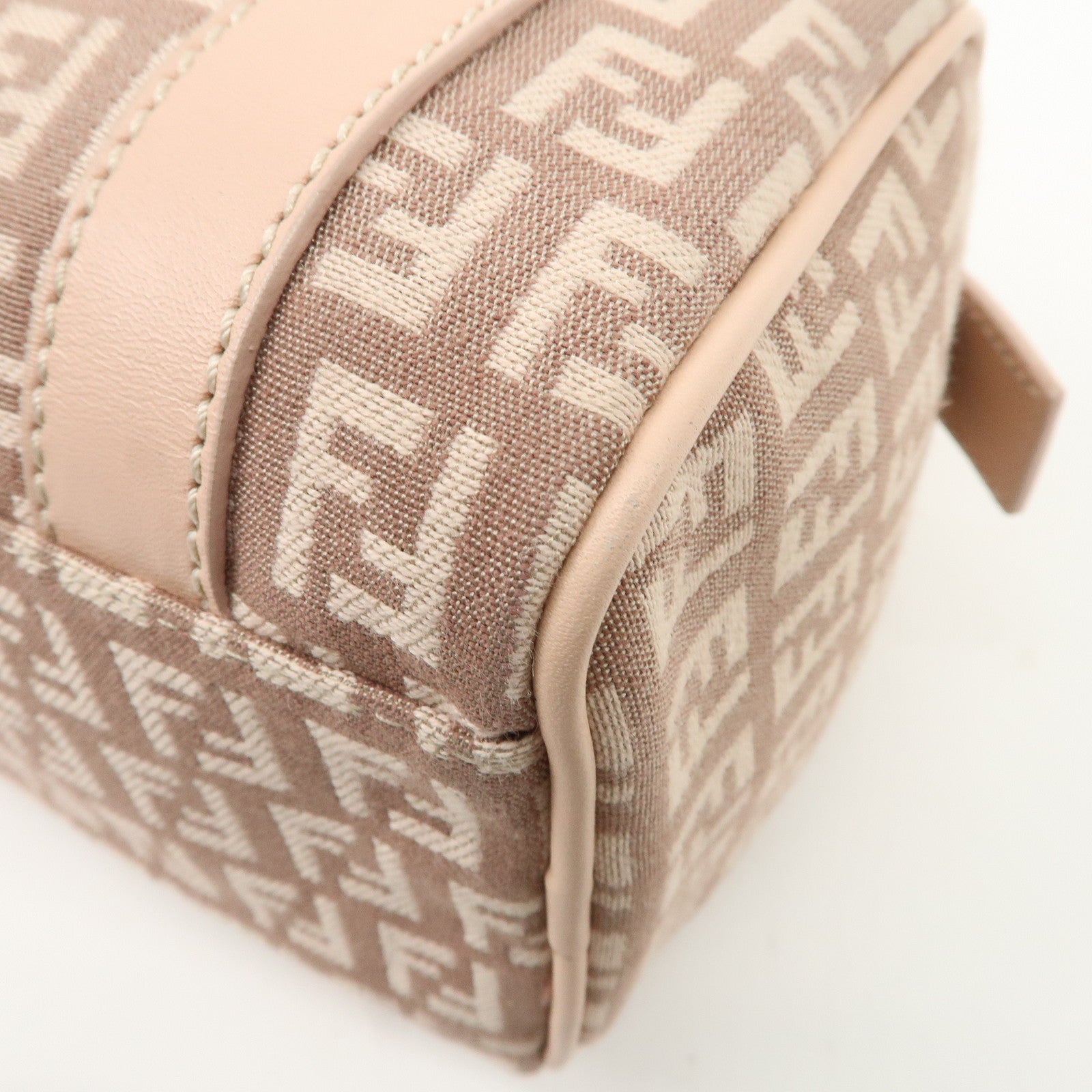 FENDI Zucchino Canvas Leather Mini Boston Bag Pink 8BL071 Used