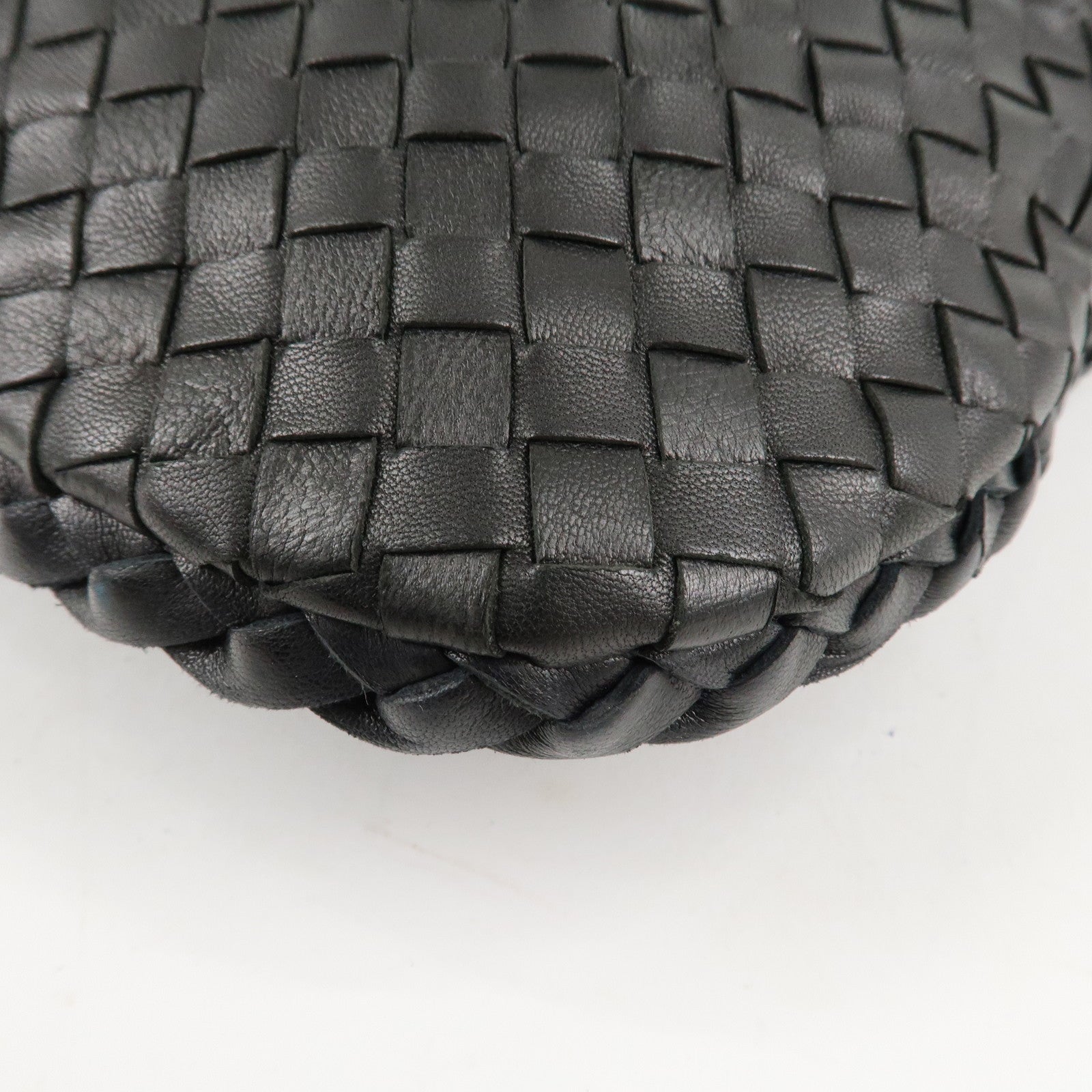 BOTTEGA VENETA Hobo Intrecciato Leather Shoulder Bag Black 115653 Used