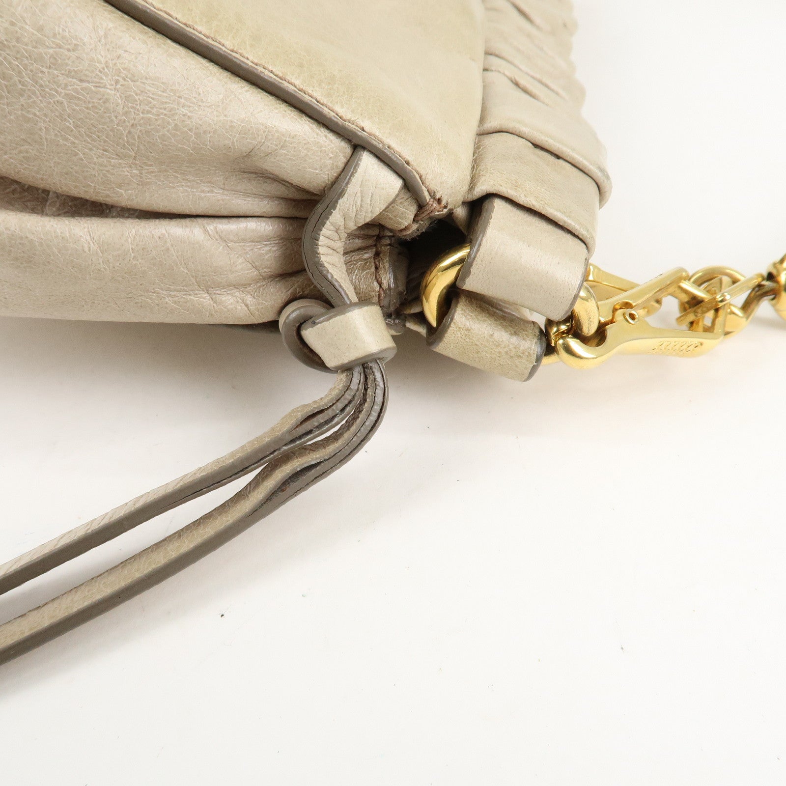 MIU MIU Leather Shoulder Bag Crossbody Bag Ivory Used