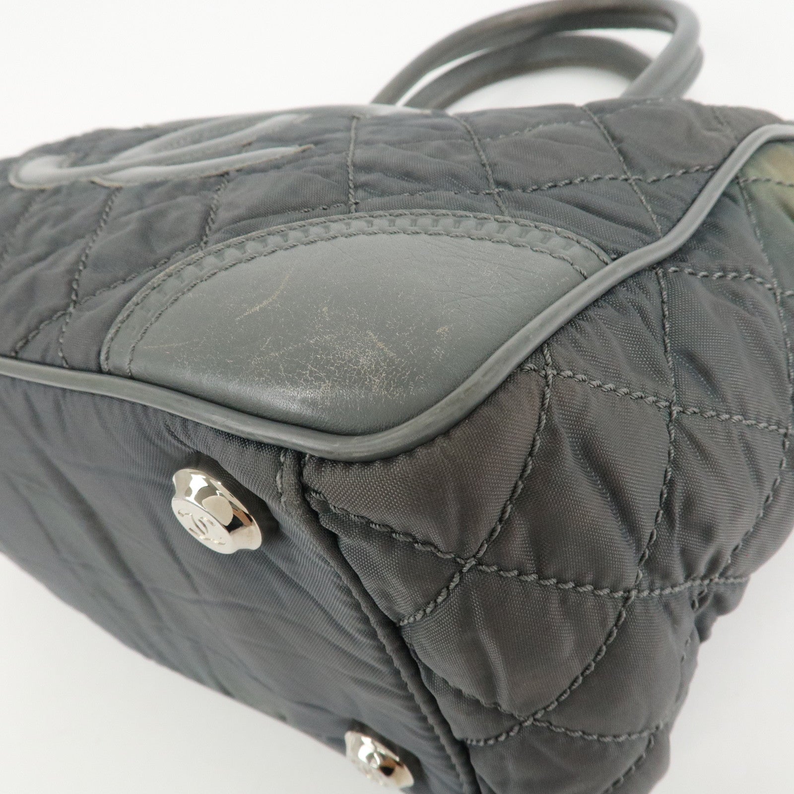 CHANEL Paris New York Line Wild Stitch Nylon Leather Tote Bag Used