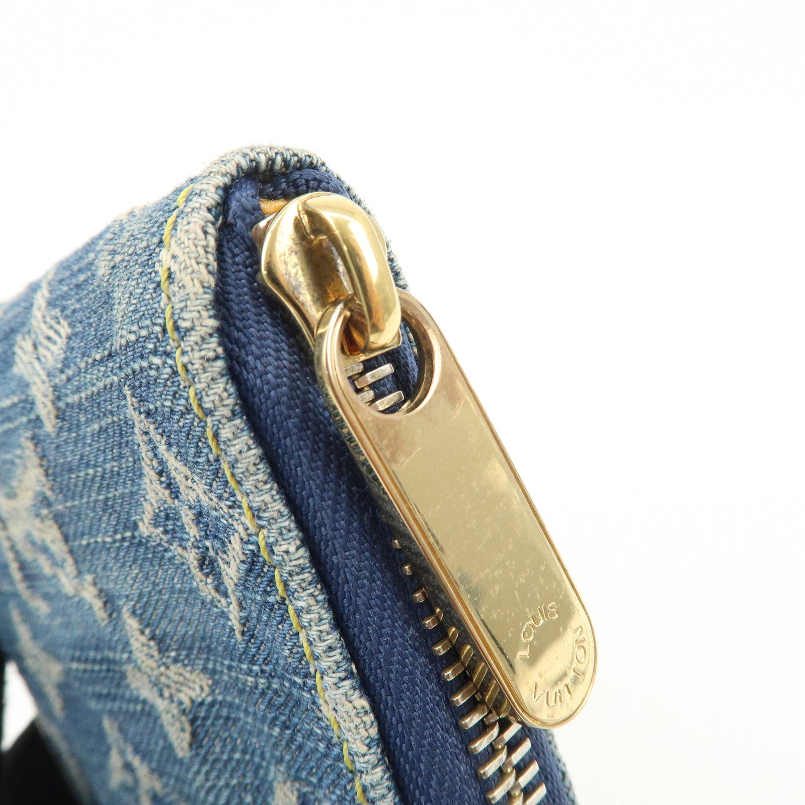 Louis Vuitton Monogram Denim Mini Zippy Wallet M95342 Blue Used