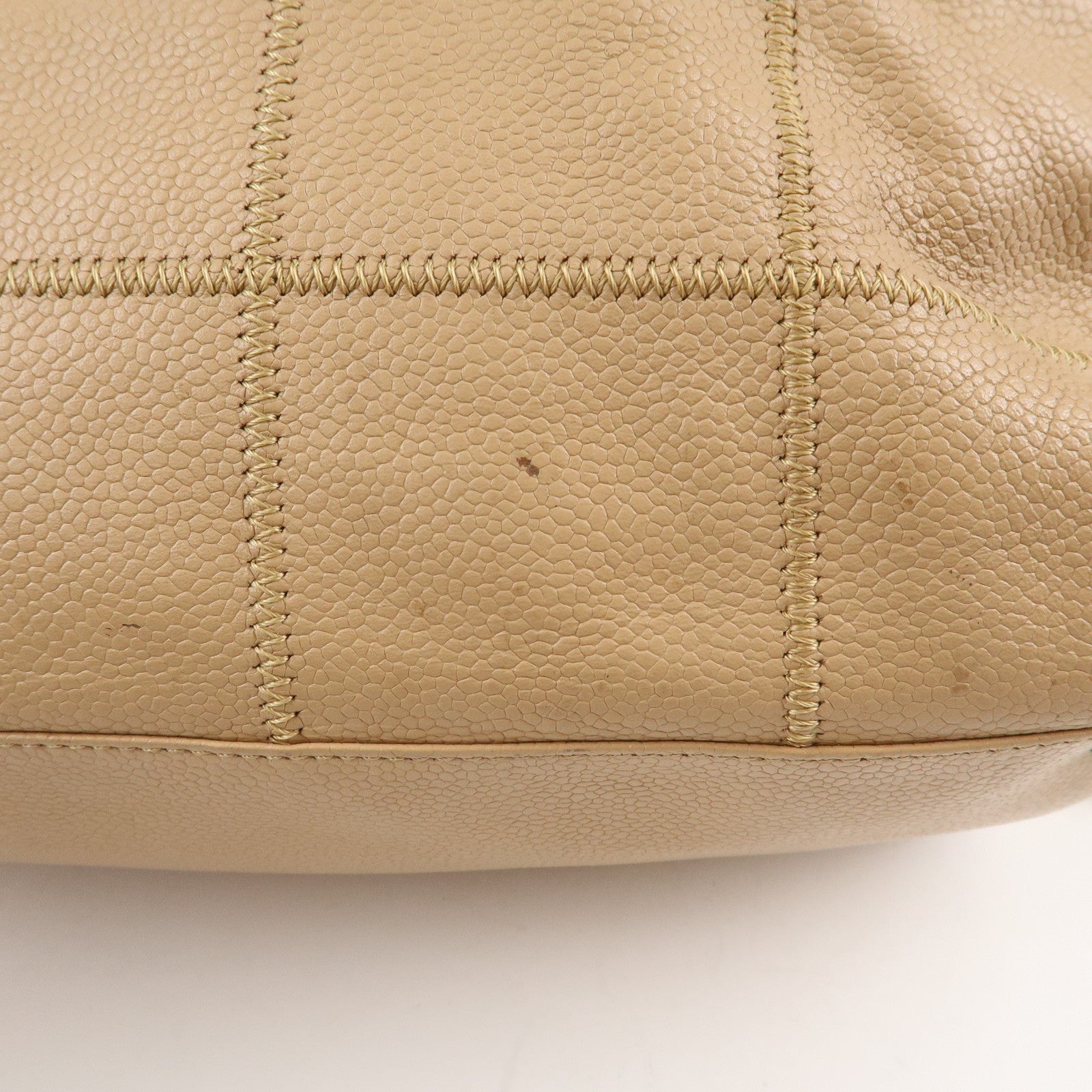 CHANEL Chocolate Bar Caviar Skin Mini Boston Bag Beige A26135 Used