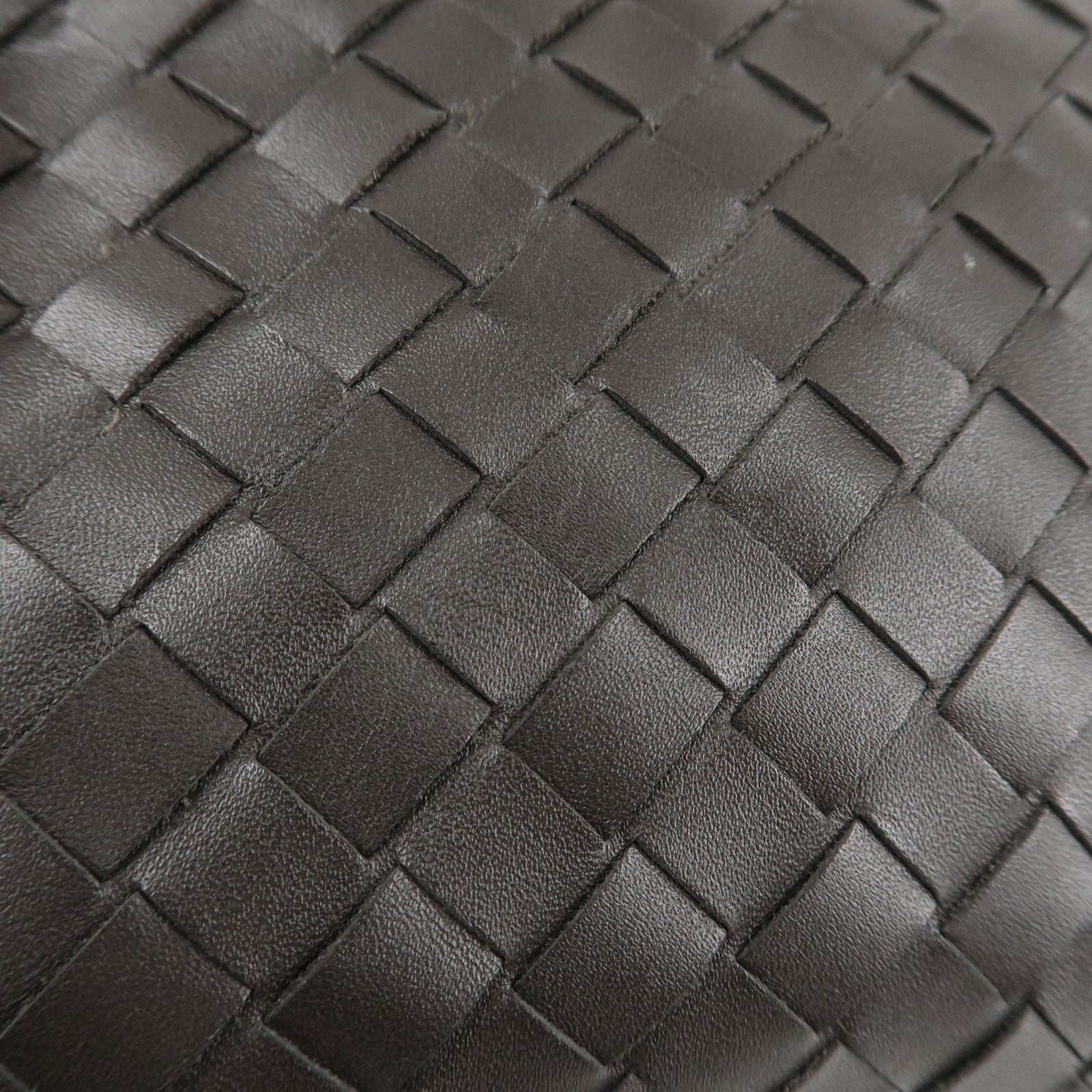 BOTTEGA VENETA Intrecciato Leather Second Bag Dark Brown Used