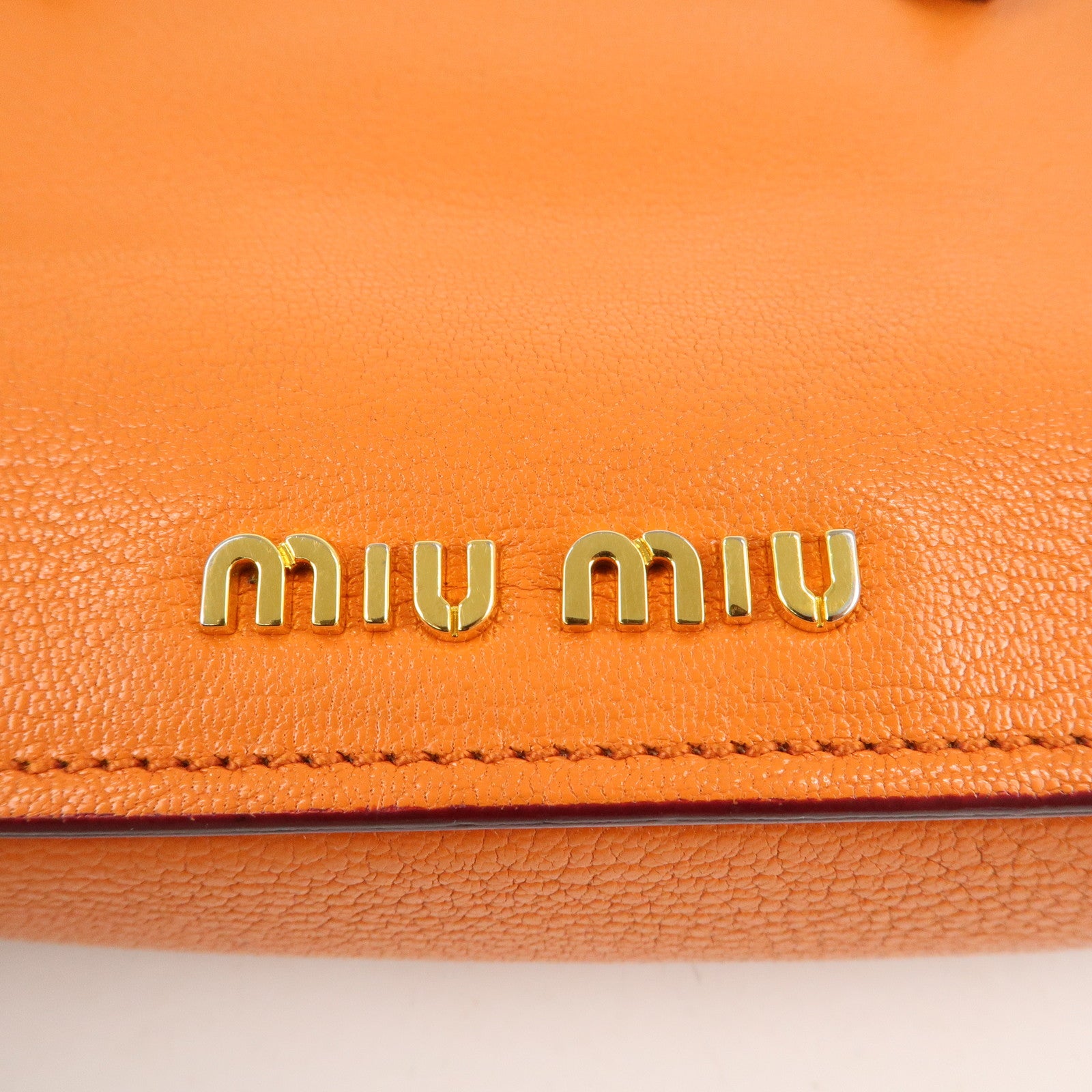 MIU MIU Madras Leather 2WAY Bag Hand Bag Orange RN0799 Used
