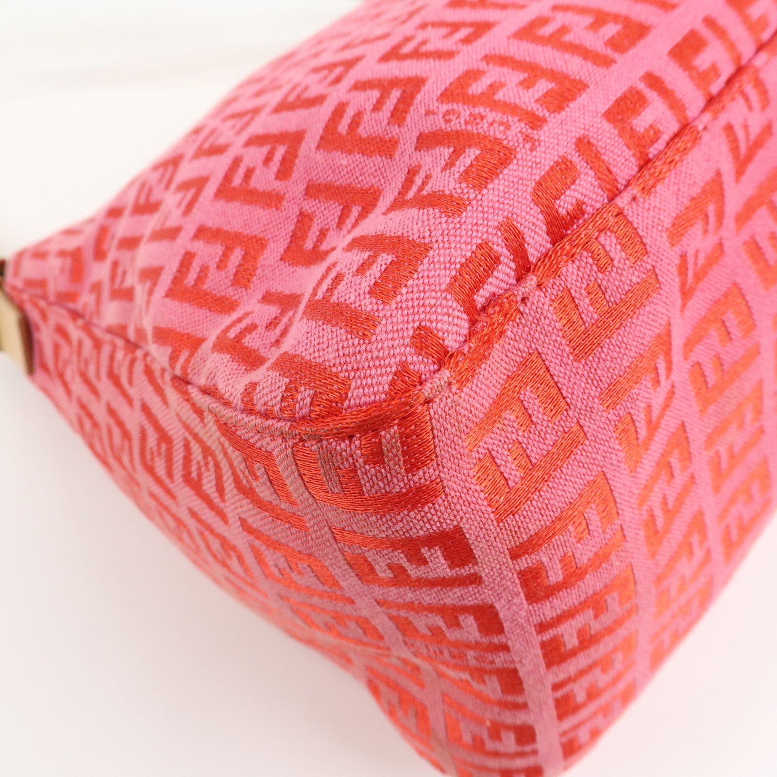 FENDI Mamma Baguette Zucchino Canvas Leather Shoulder Bag 8BR001 Used