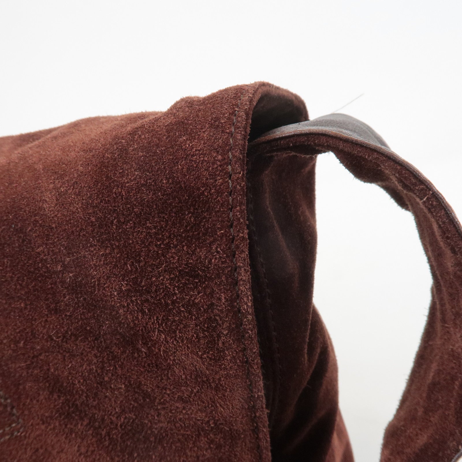 CHANEL COCO Mark Suede Leather Fringe Shoulder Bag Brown Used