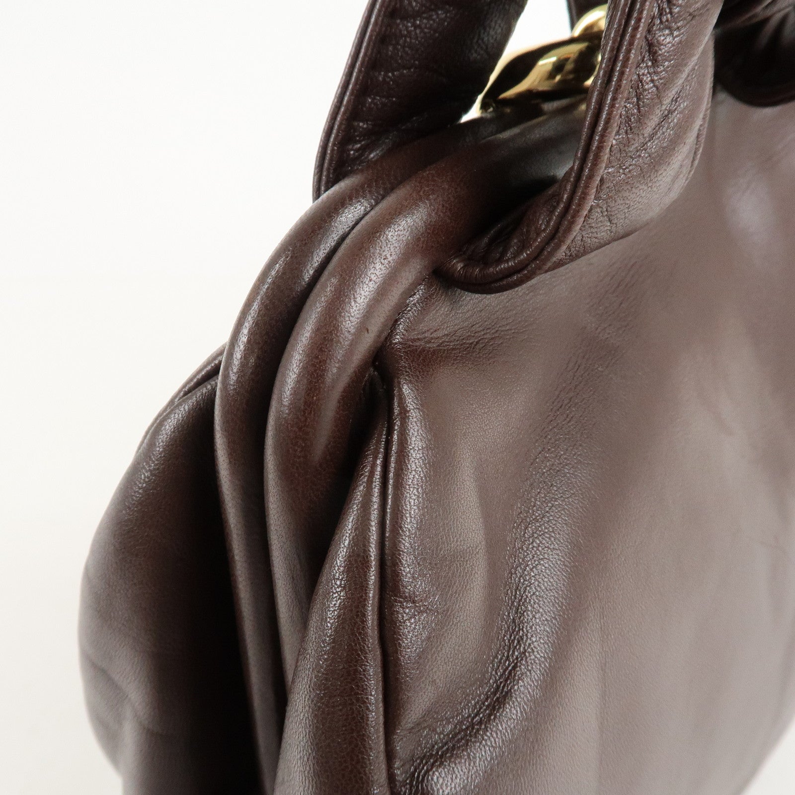 LOEWE Anagram Leather Clasp Shoulder Bag Hand Bag Brown Used