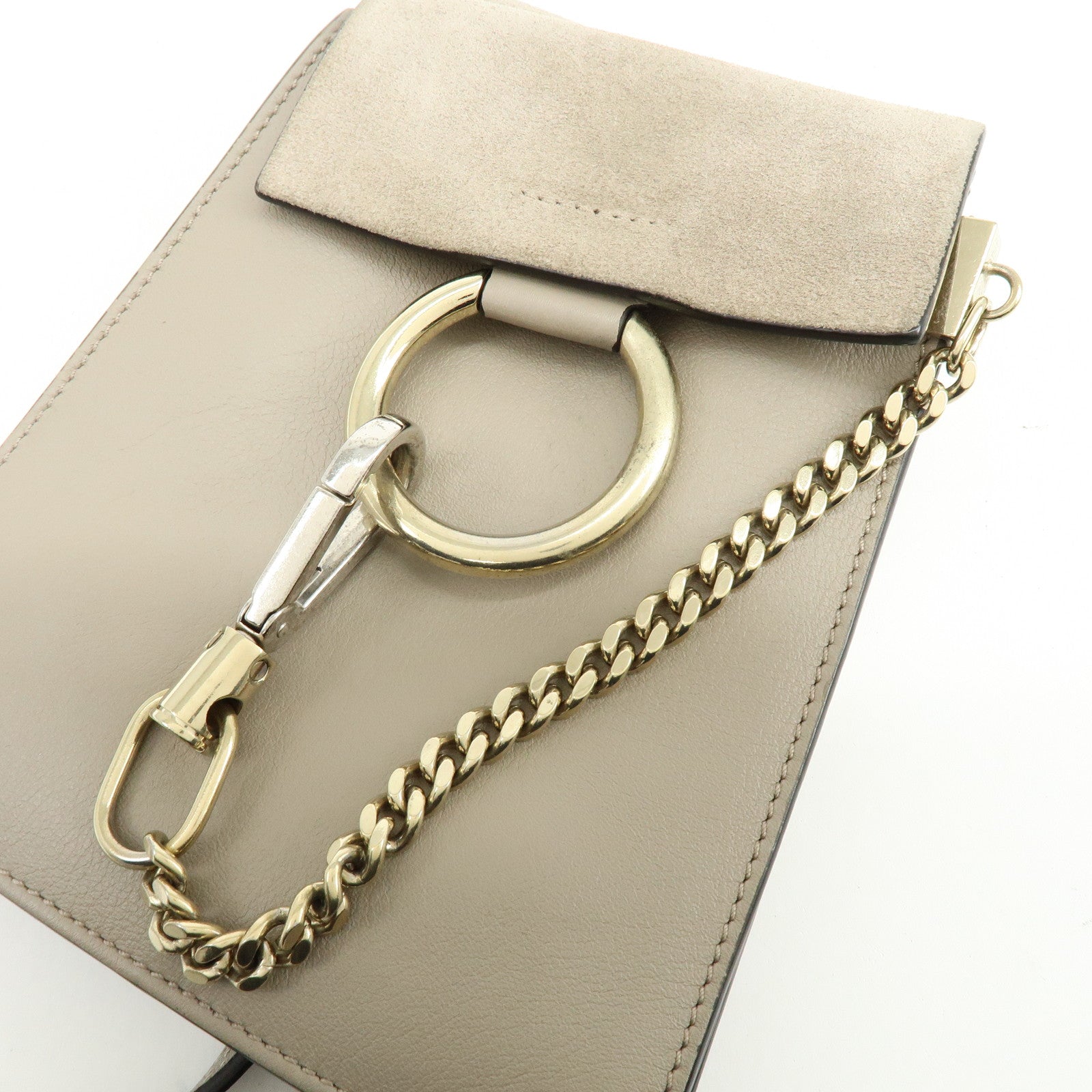 Chloe Faye Suede Leather Shoulder Bag Crossbody Bag Beige