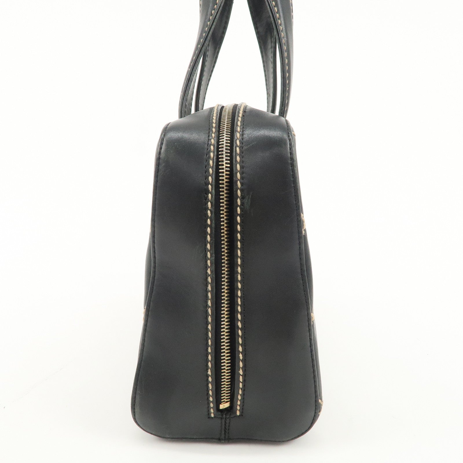 CHANEL Wild Stitch Lamb Skin COCO Mark Hand Bag Black A14692 Used