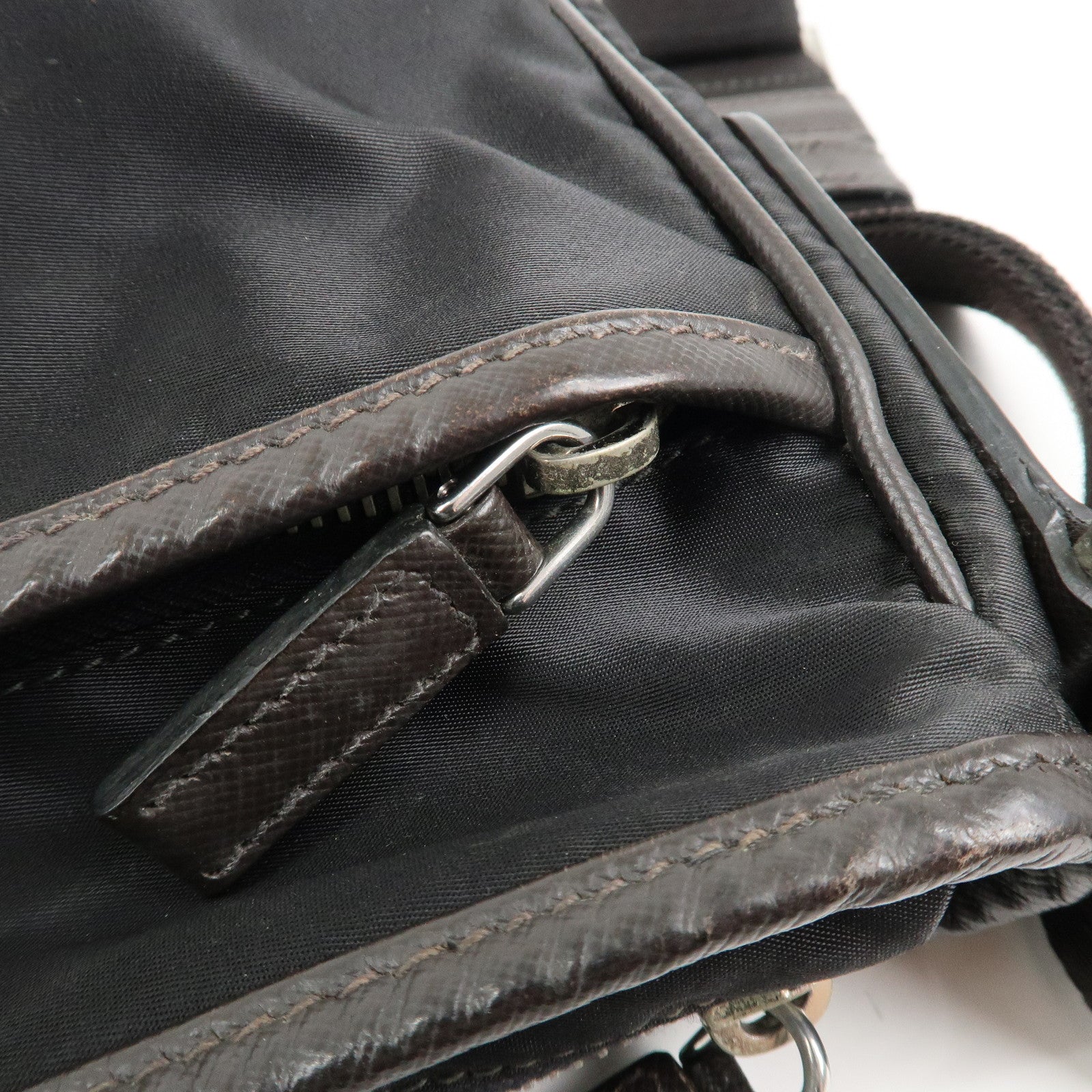 PRADA Triangle Logo Nylon Shoulder Bag Hand Bag Black
