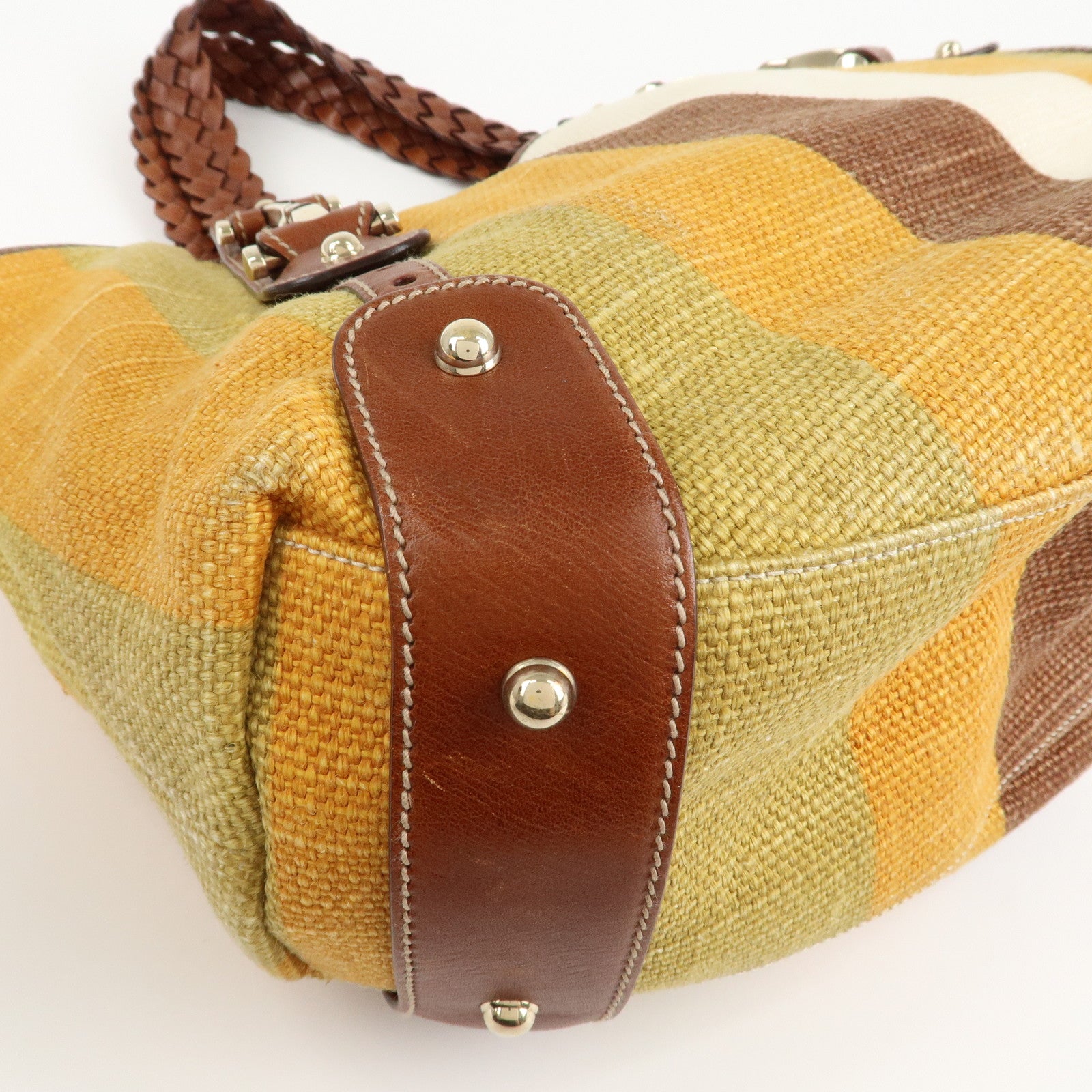 GUCCI Horsebit Canvas Leather Hand Bag Tote Bag 137621 Used