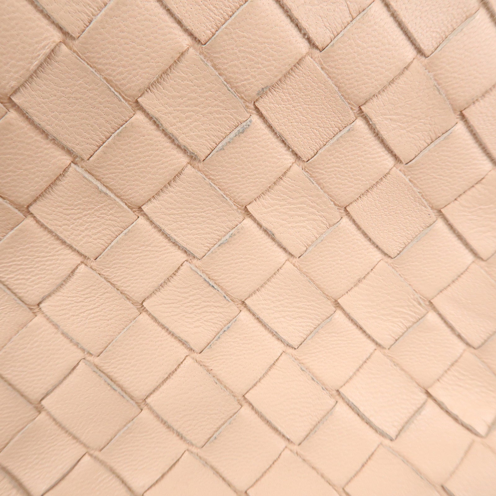 BOTTEGA VENETA Intrecciato Leather Chain Shoulder Bag Pink Beige Used