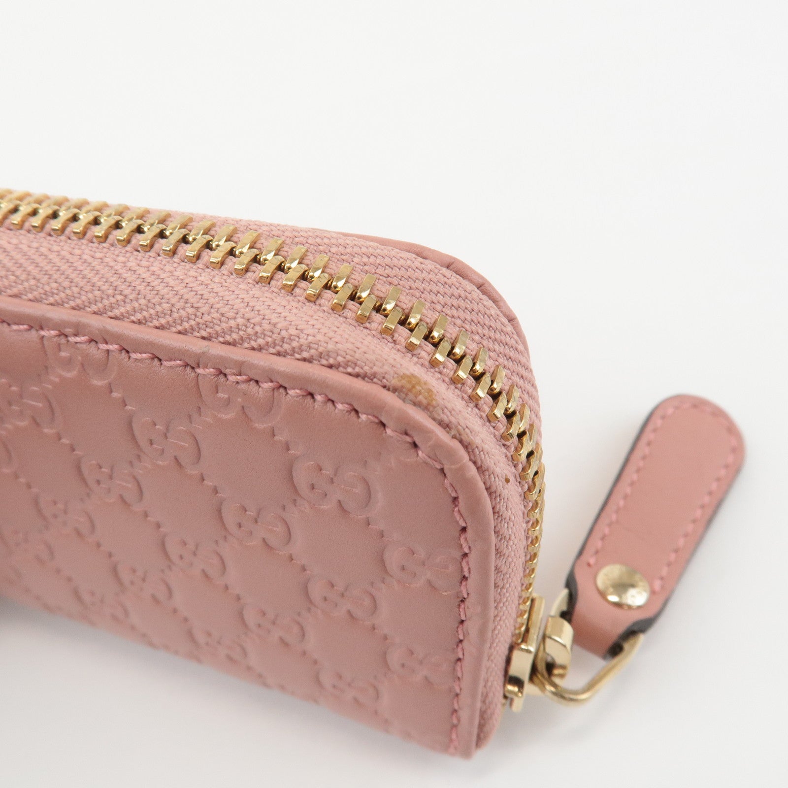 GUCCI Micro Guccissima Leather Mini Coin Case Pink 449896 Used