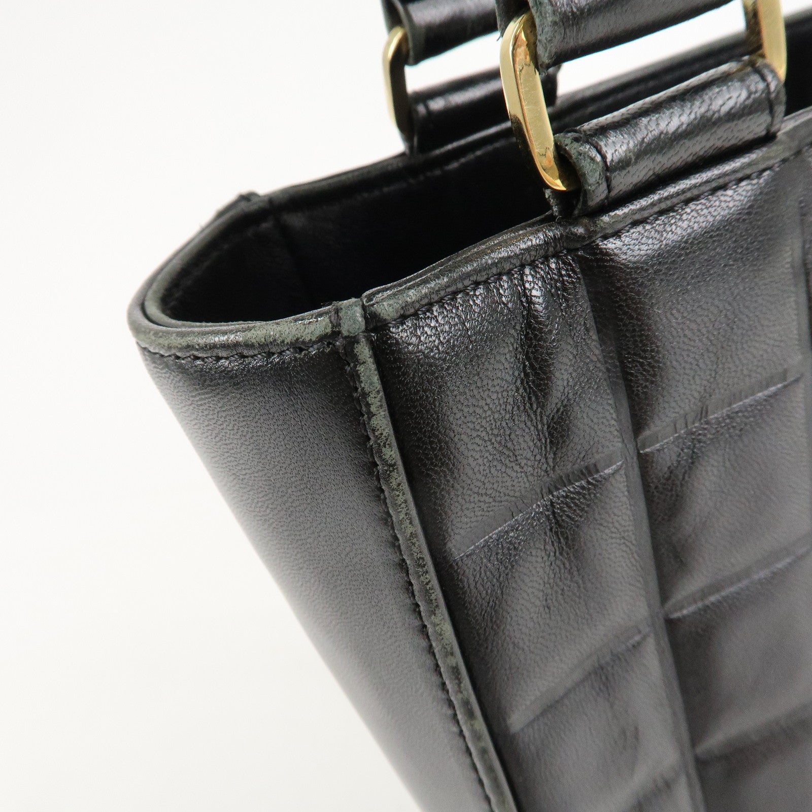 CHANEL COCO Mark Chocolate Bar Lamb Skin Shoulder Bag Black Used