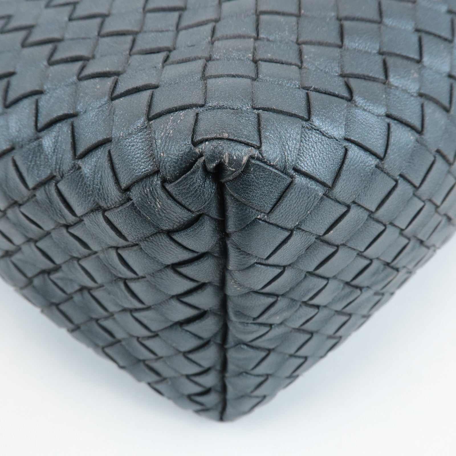 BOTTEGA VENETA Intrecciato Leather Shoulder Bag Gray 181347 Used
