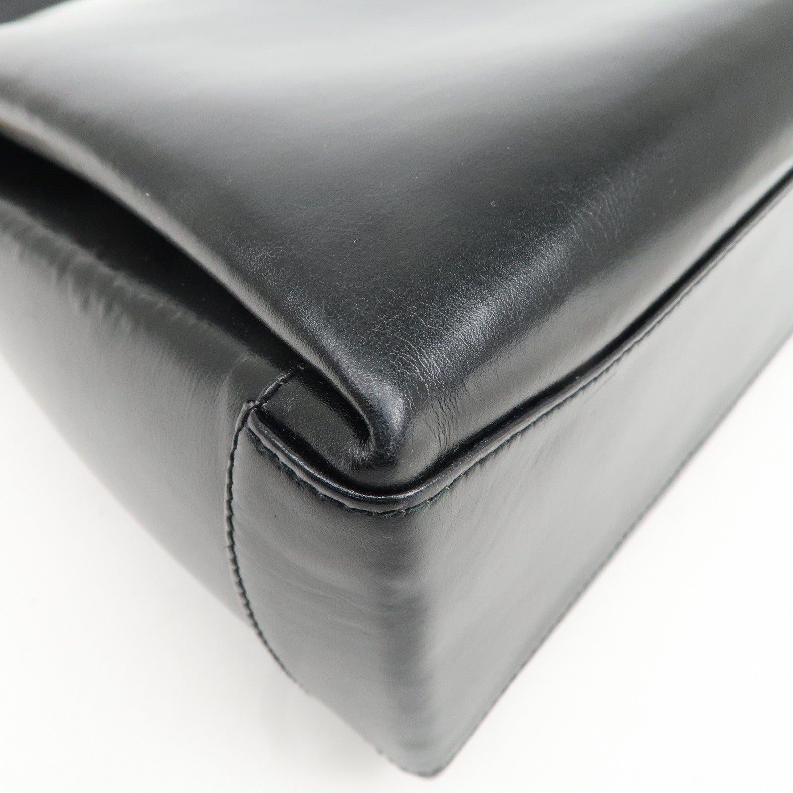 GUCCI Bamboo Leather Hand bag Shoulder Bag Black 000.1781.0175 Used