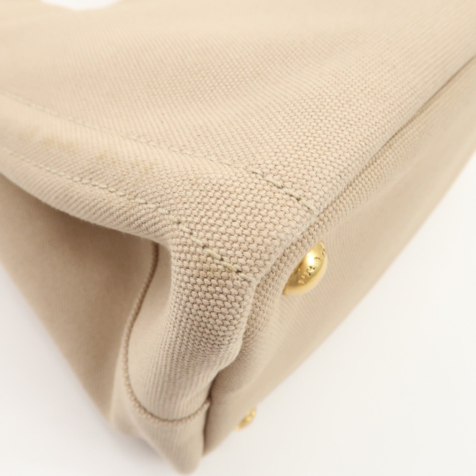 PRADA Hibiscus Canapa Mini Canvas Leather 2Way Bag Beige 1BG439 Used