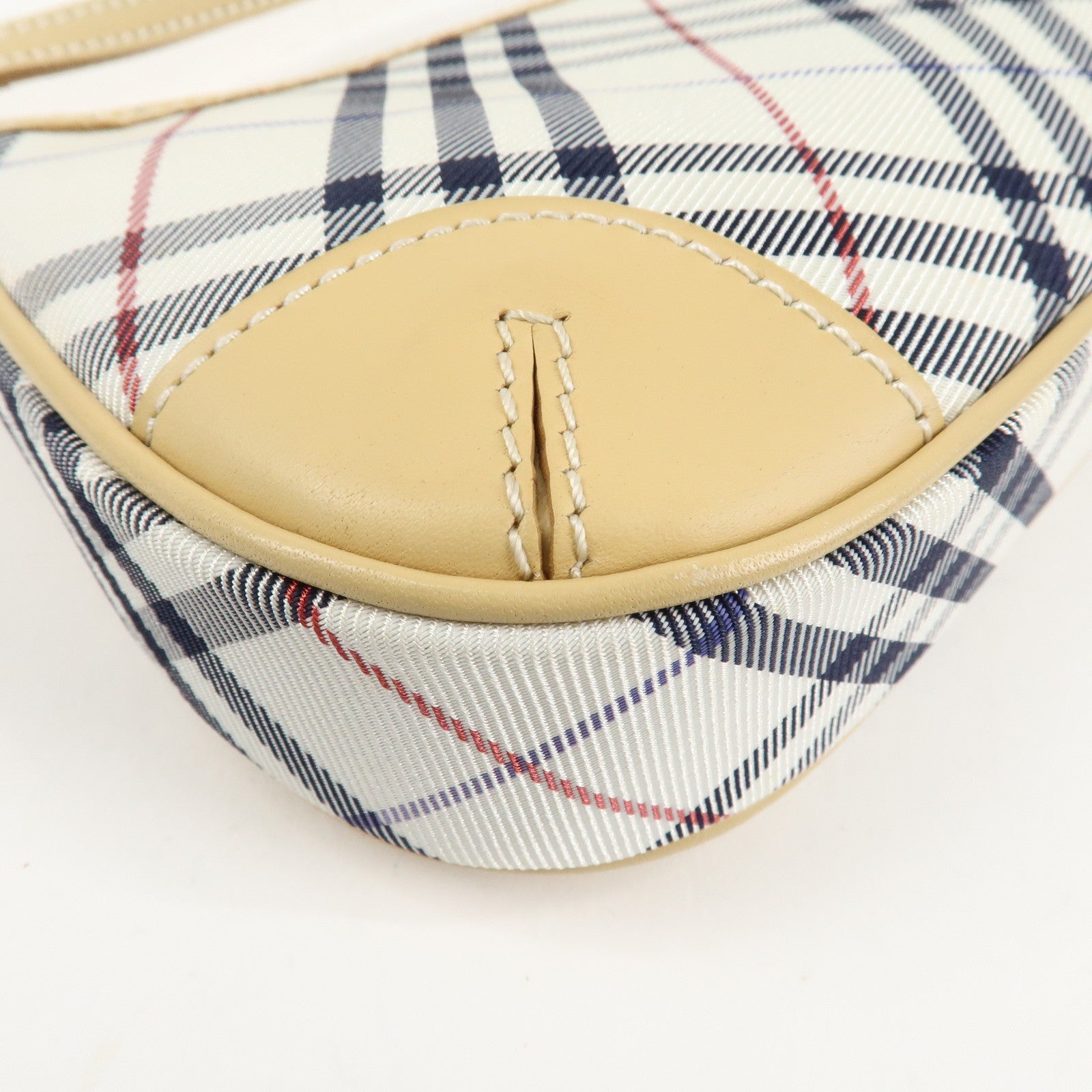 BURBERRY London Canvas Leather Nova Plaid Shoulder Bag Beige Ivory Used
