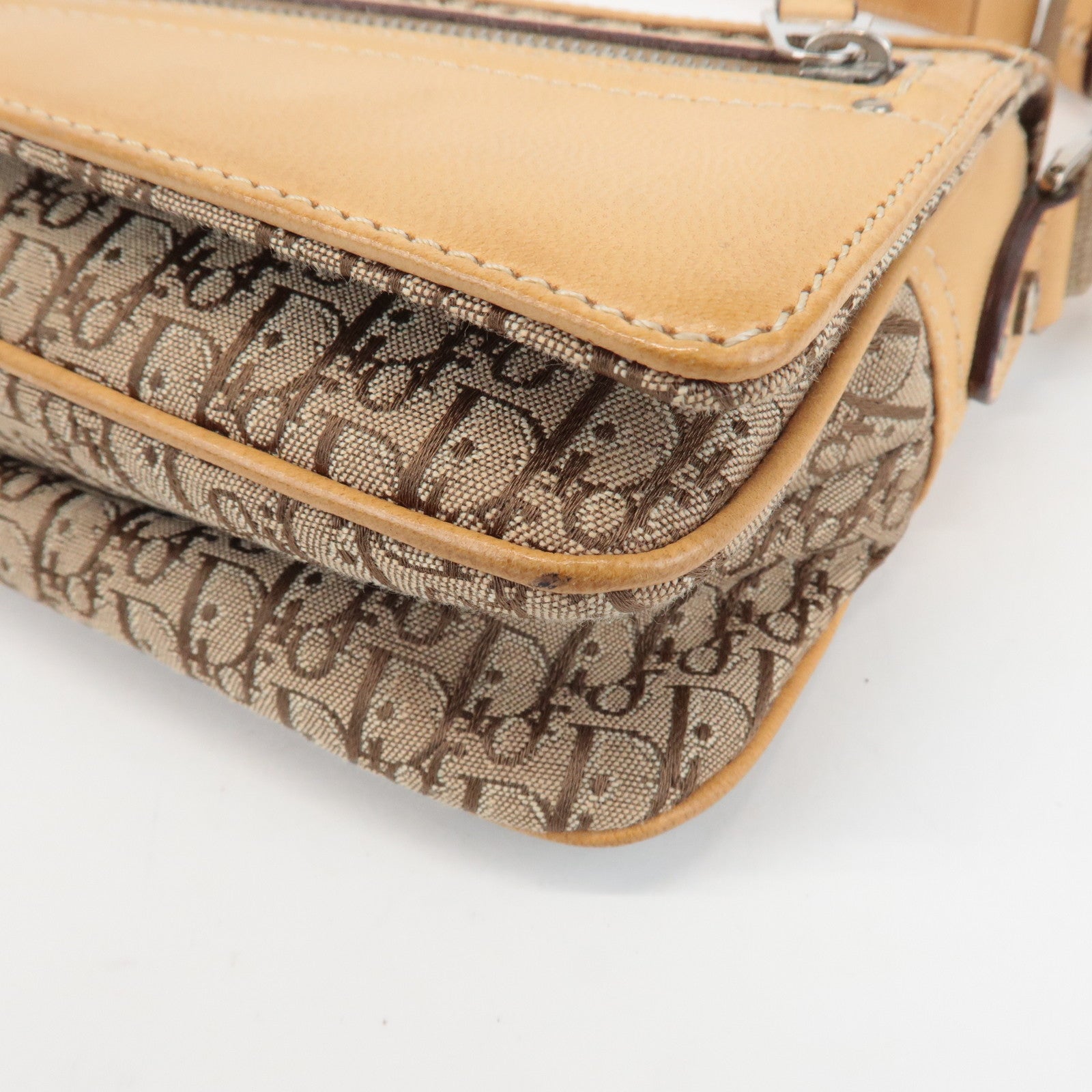 Christian Dior Street Chic Trotter Canvas Leather Shoulder Bag Used