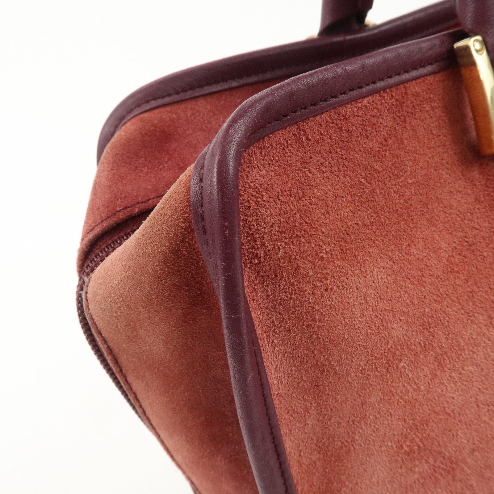 LOEWE Anagram Suede Leather Amazona 32 Hand Bag Pink Purple Used