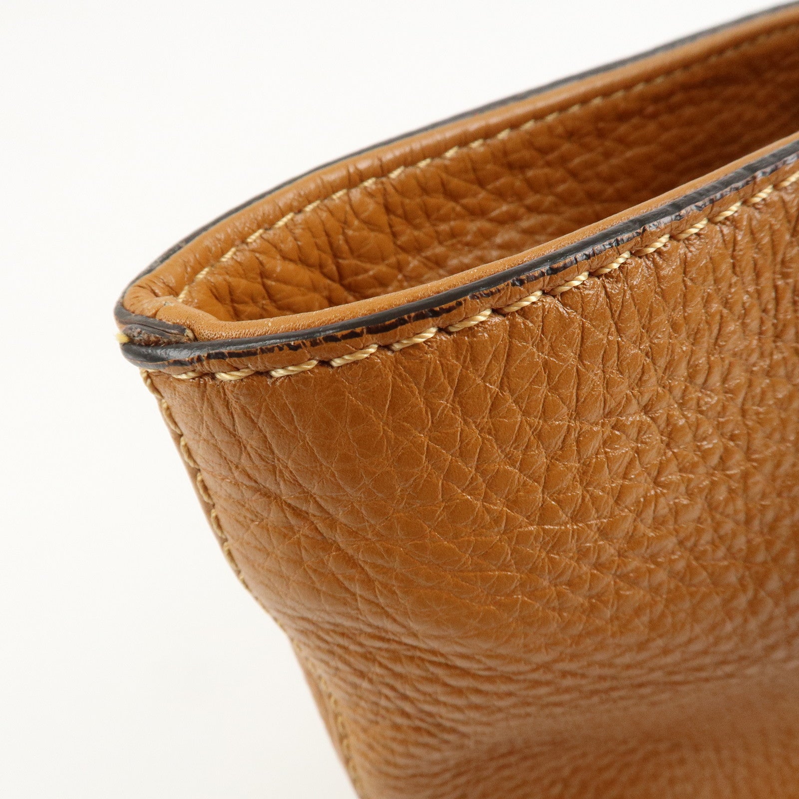 FENDI Selleria Leather Tote Bag Shoulder Bag Brown 8BH185 Used