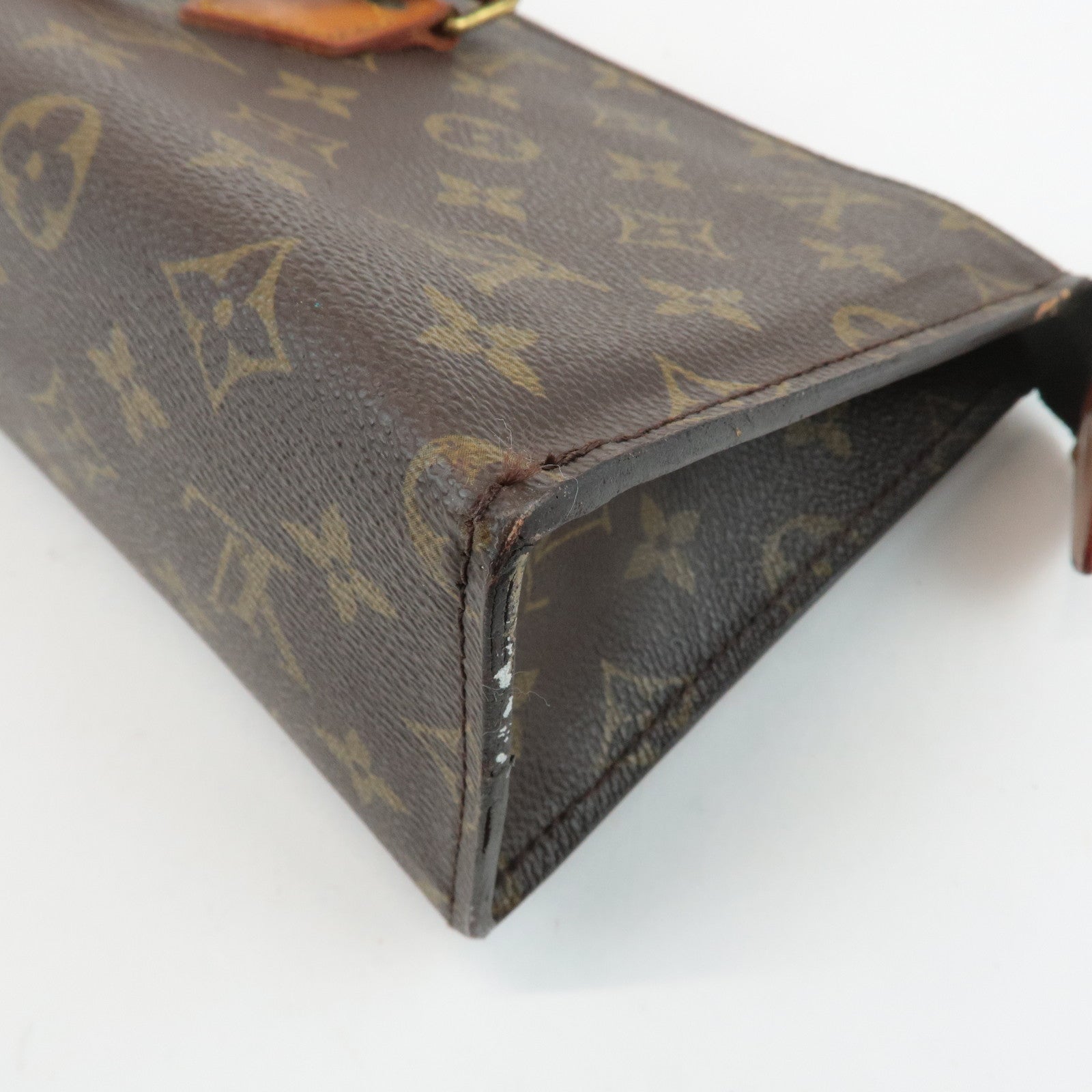 Louis Vuitton Monogram Sac Triangle Hand Bag Brown M51360 Used