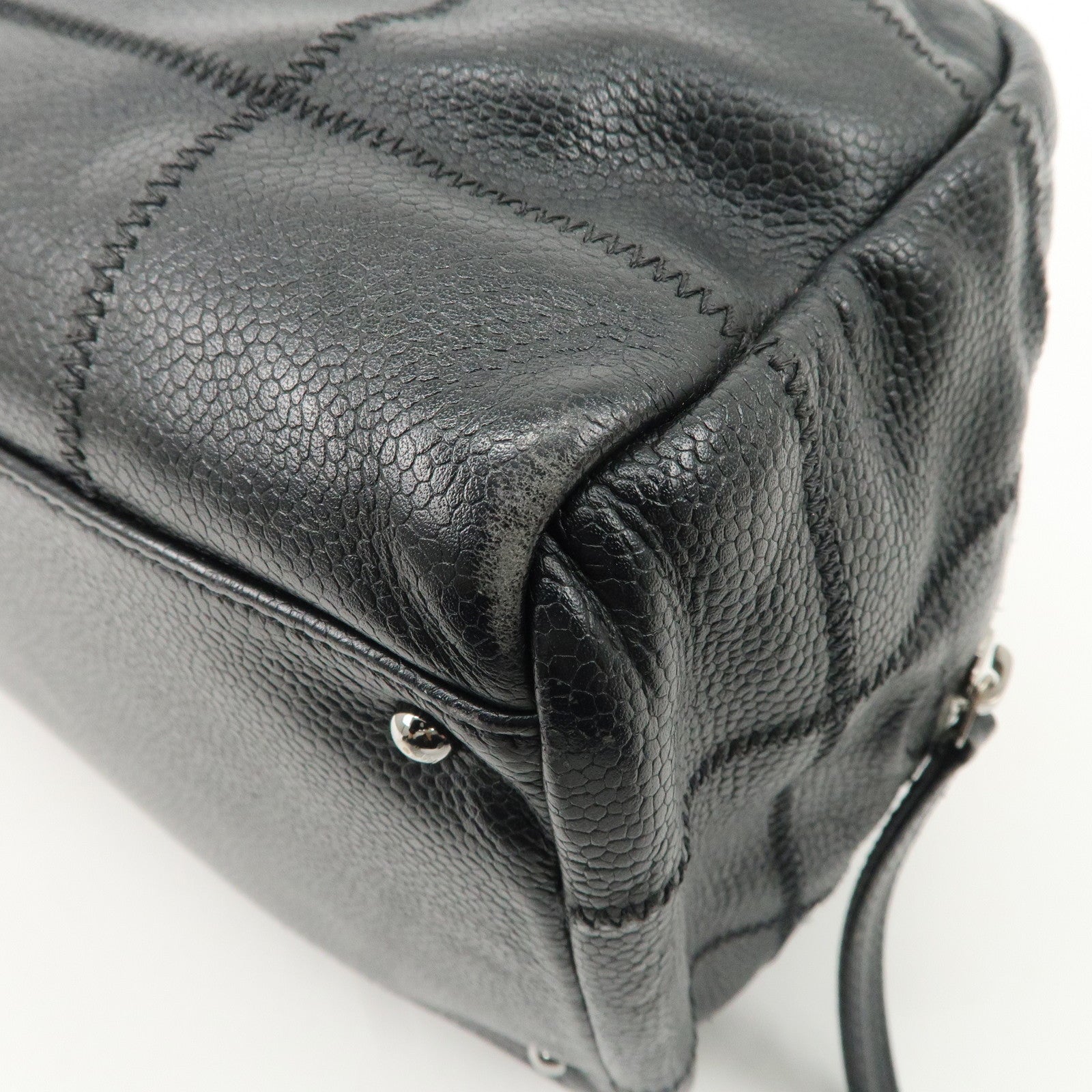 Chanel Chocolate Bar Caviar Skin Mini Boston Bag A26135 Used