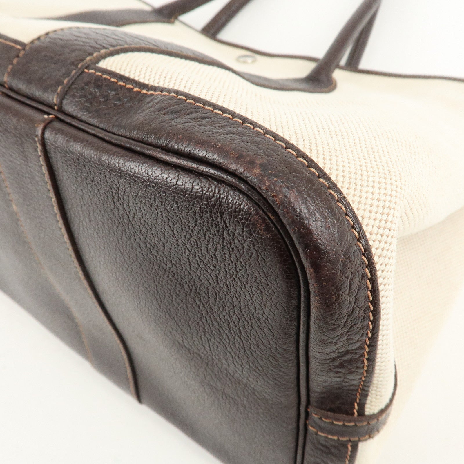 HERMES Toile Ash Leather Garden Party I Stamped (around 2005) Used