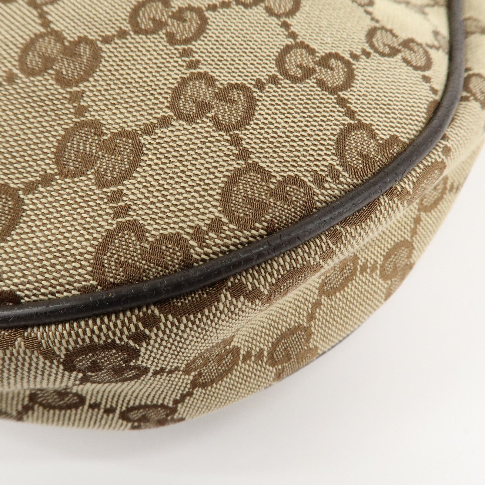 GUCCI GG Canvas Leather Shoulder Bag Beige Brown 122790 Used