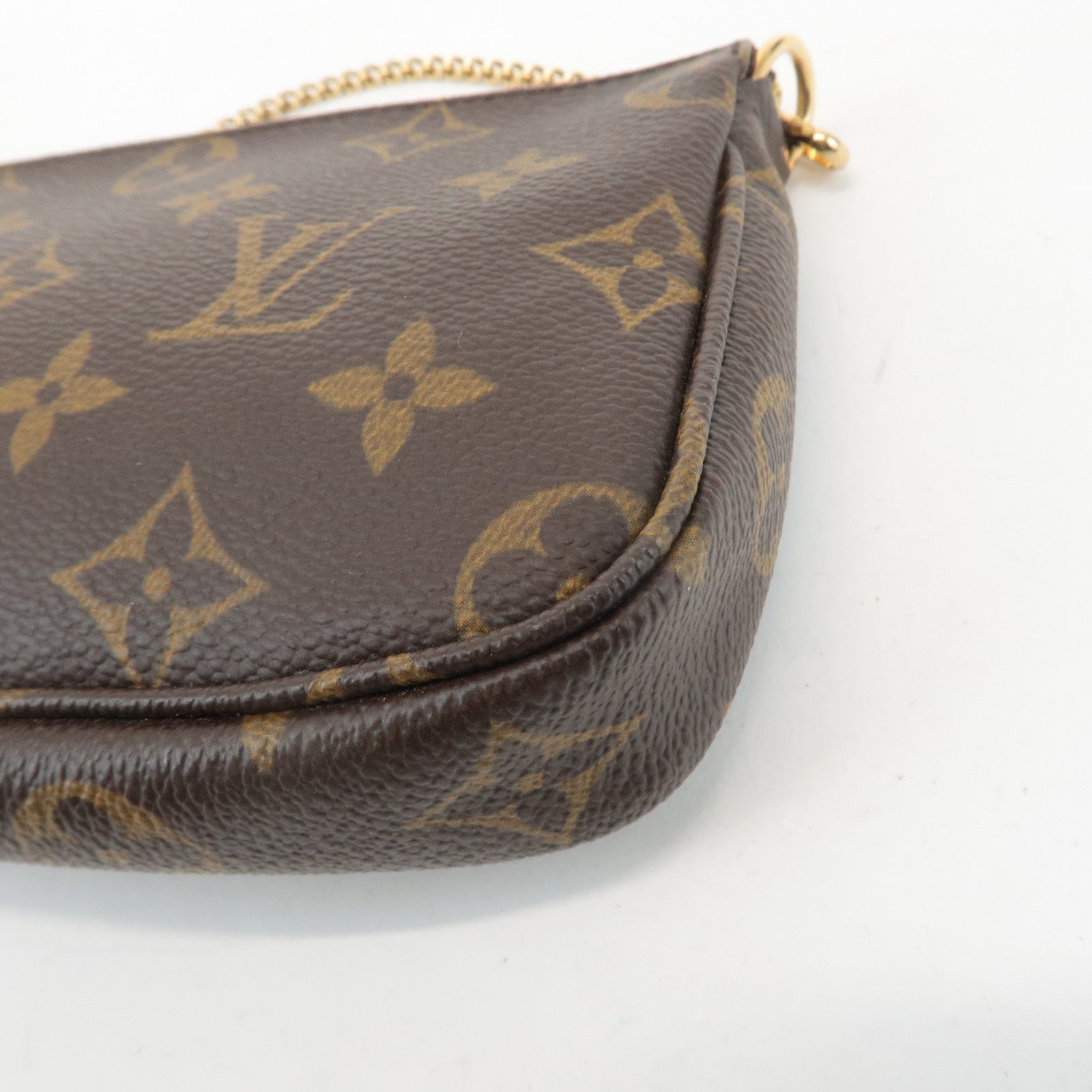 Louis Vuitton Bucket PM Pouch Hand Bag Brown Gold Hardware Used