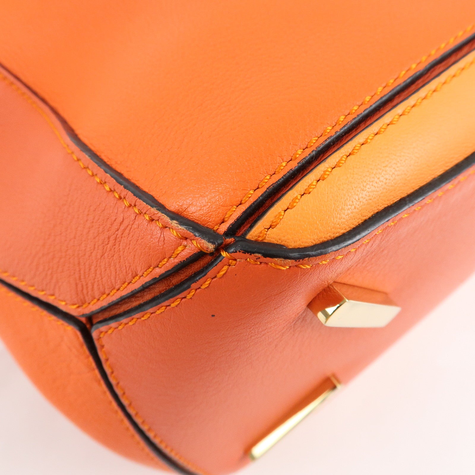 LOEWE Leather Puzzle Bag Medium 2Way Bag Shoulder Bag Orange Used