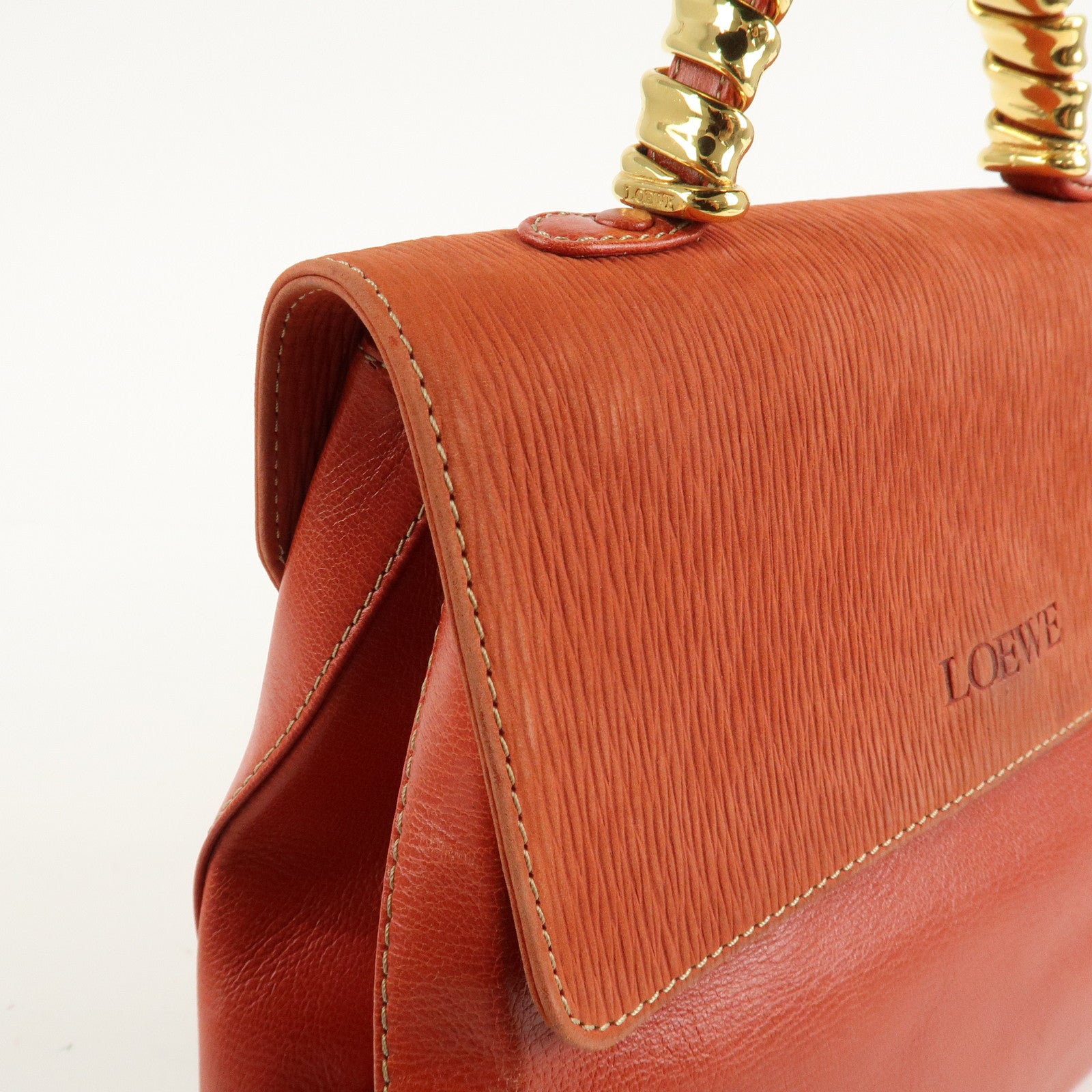 LOEWE Velazquez Suede Leather 2Way Bag Hand Bag Orange Used