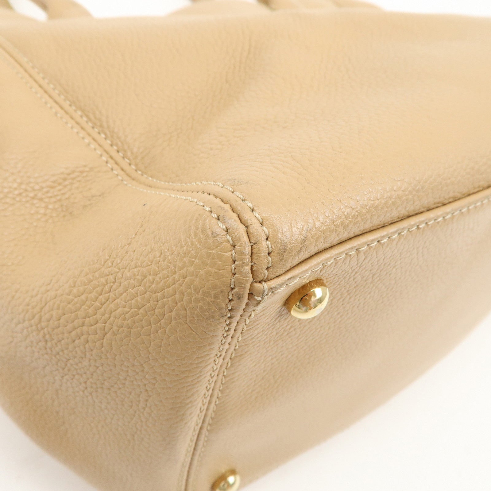 CHANEL COCO Mark Leather Executive Tote Bag Shoulder Bag Beige Used