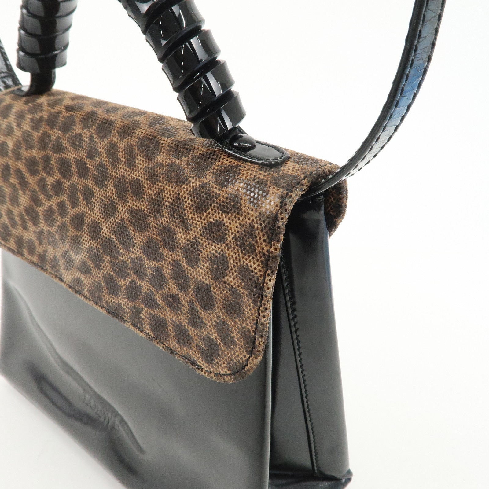 LOEWE Velazquez Patent Leather Coating Suede 2Way Bag Used