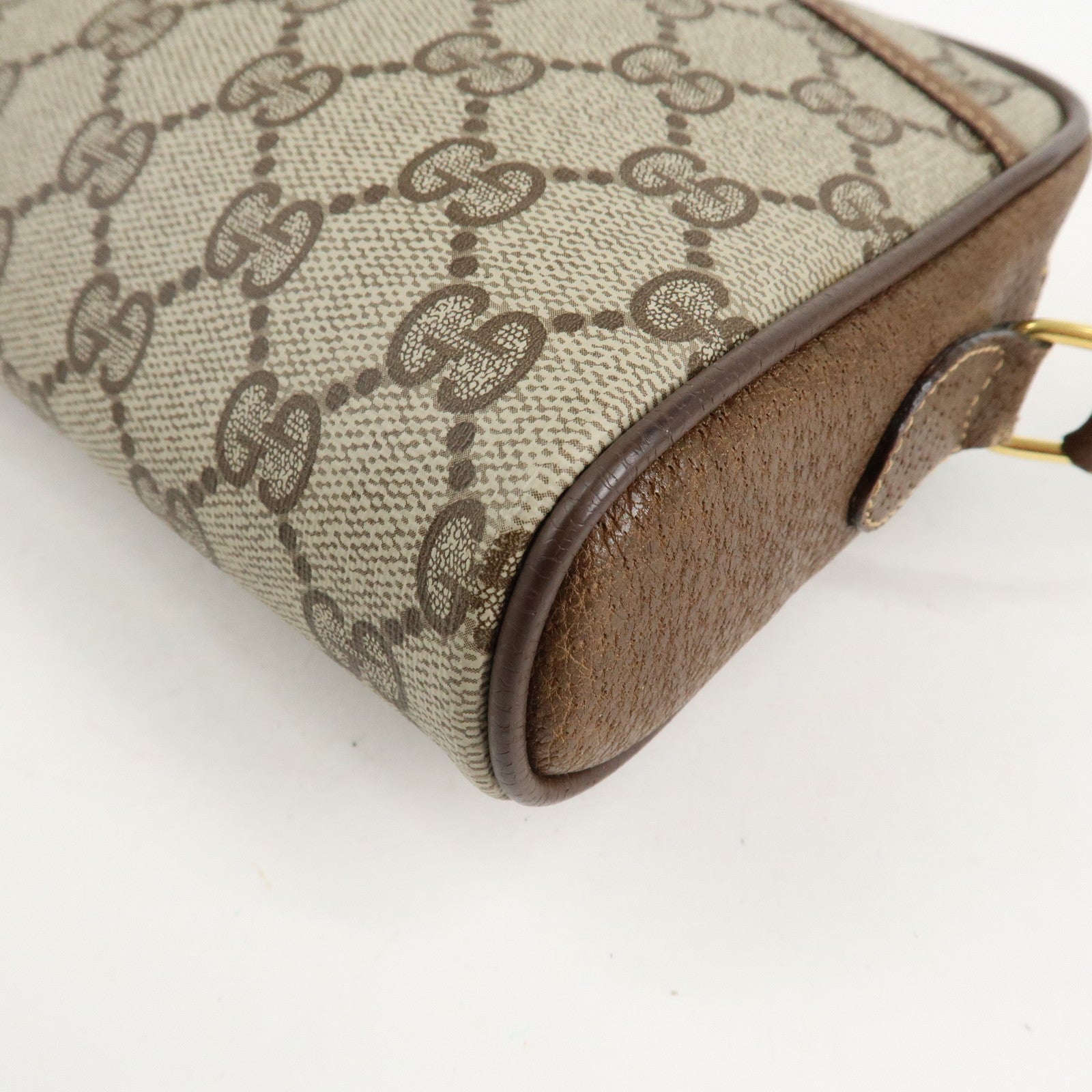 GUCCI Old GUCCI Sherry GG Plus Leather Shoulder Bag Beige Brown Used