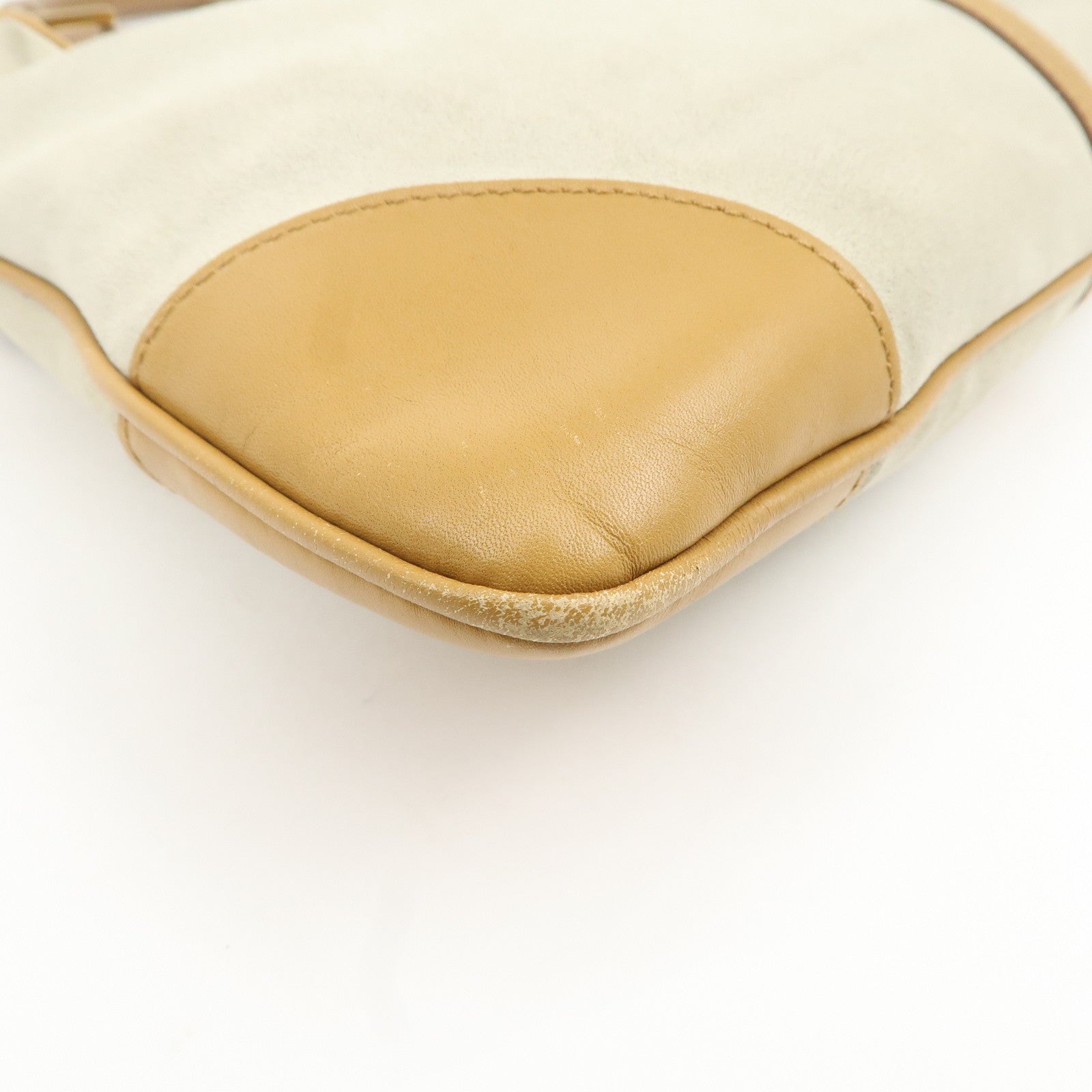 GUCCI Bamboo Suede Leather Shoulder Bag Gray Brown 001.4060 Used