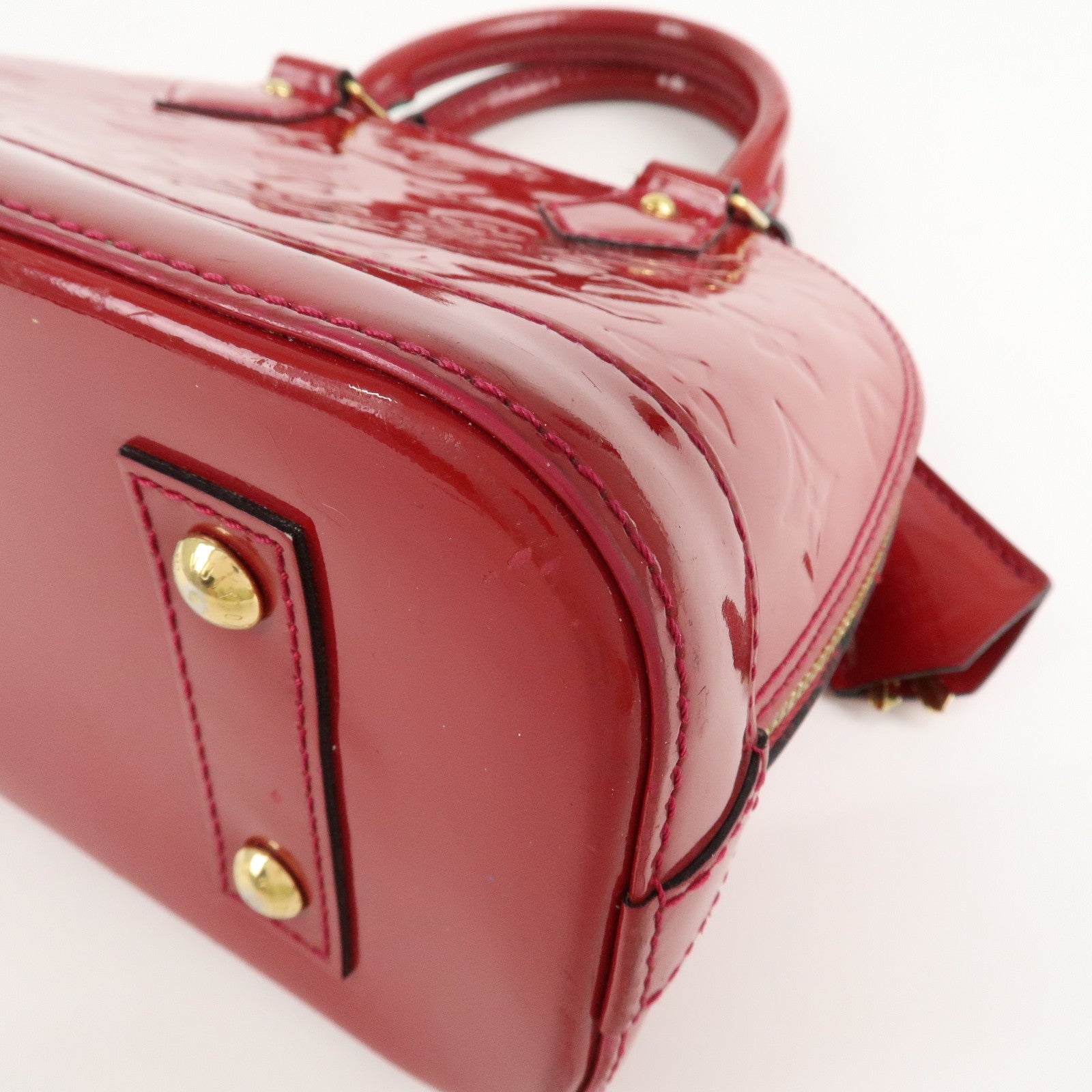 Louis Vuitton Monogram Vernis Alma BB 2Way Bag Red M91606 Used
