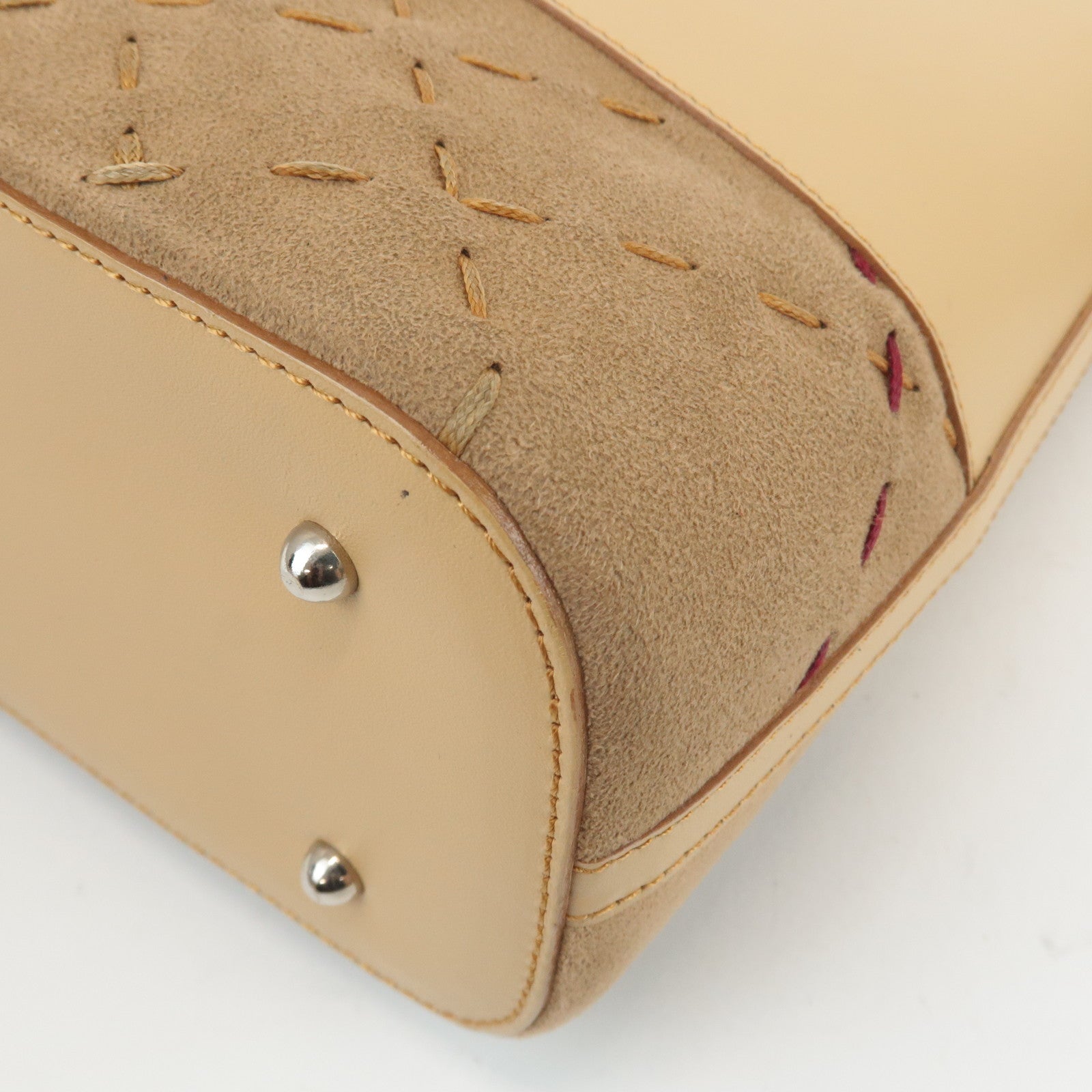 BURBERRY London Leather Suede Tote Bag Hand Bag Beige Used