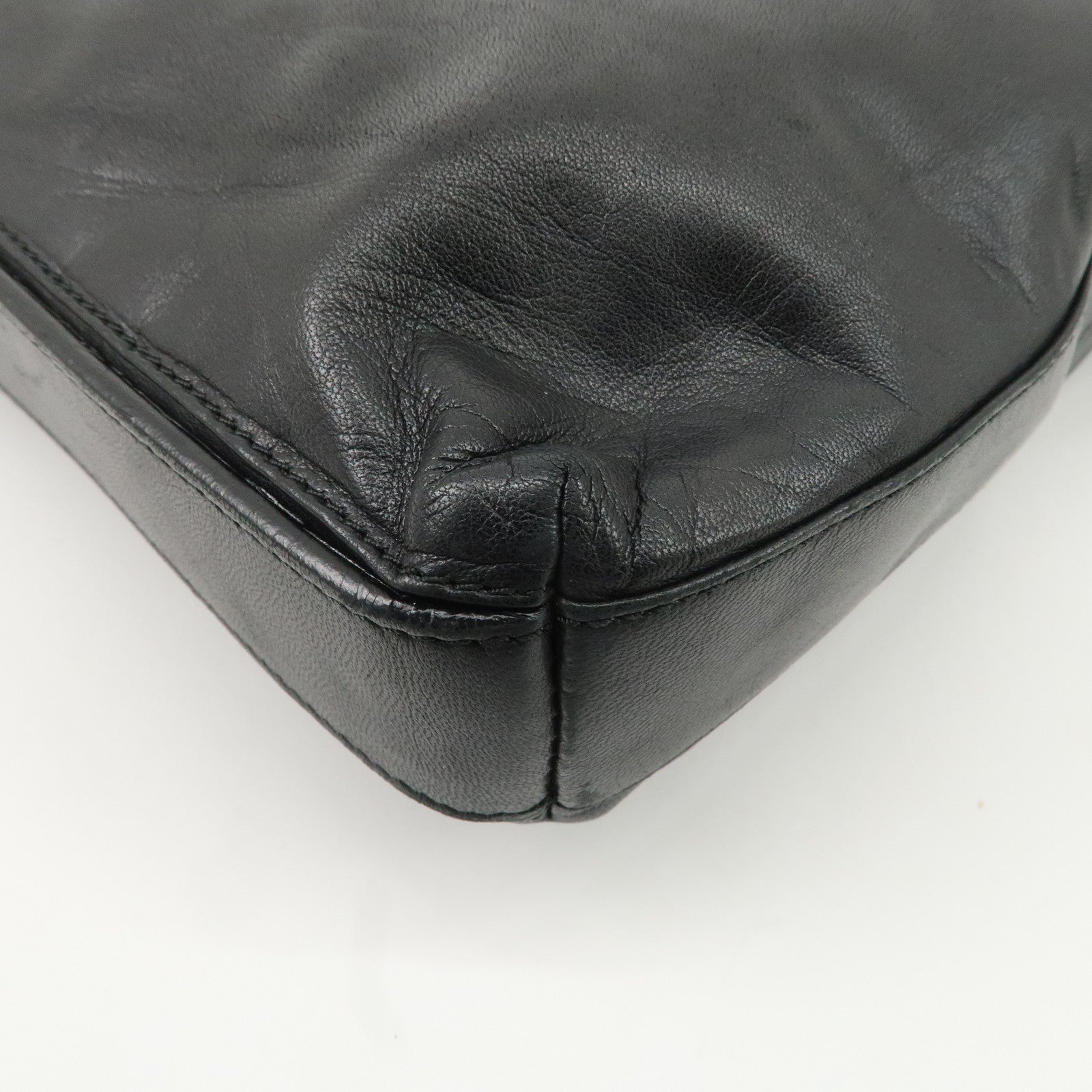 LOEWE Leather Shoulder Bag Black Used