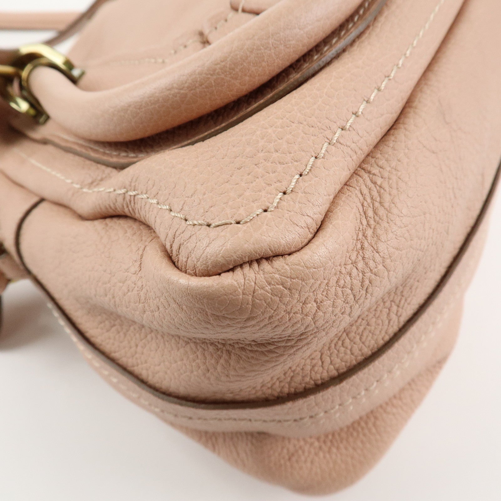 Chloe Paraty Leather 2Way Tote Bag HandBag Shoulder Bag Pink Beige Used