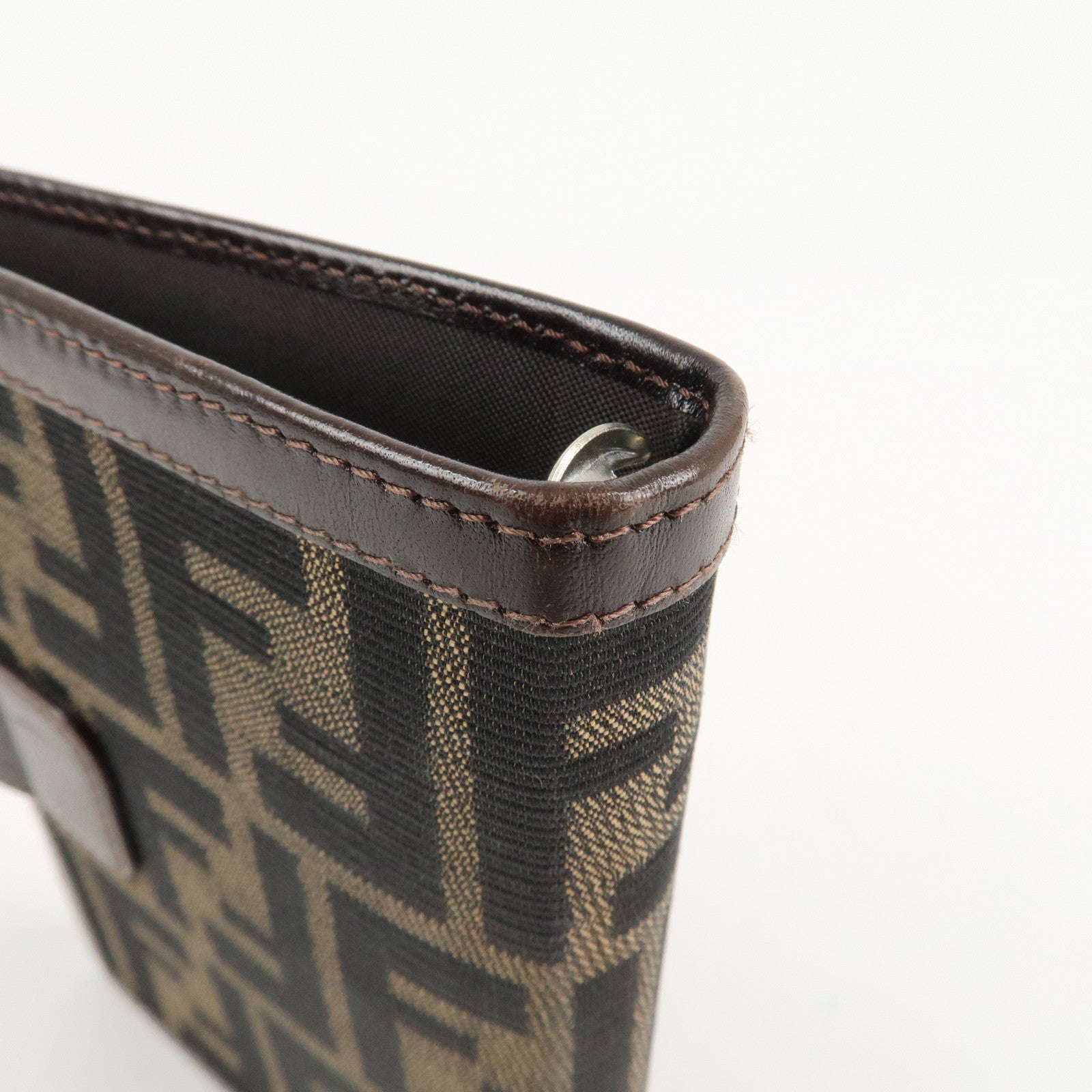 FENDI Zucca Canvas Leather Agenda Planner Cover Brown Used